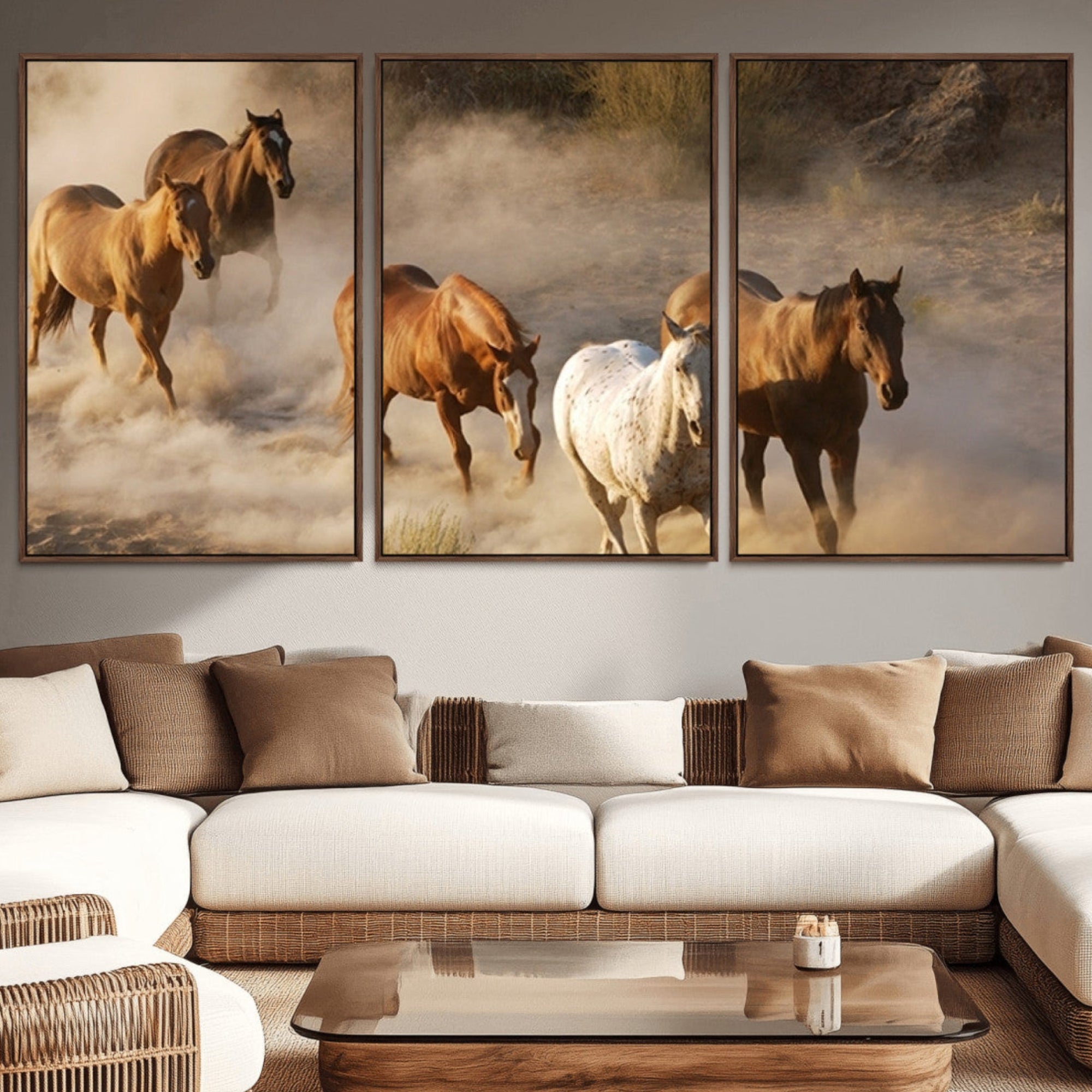 -Large Wall Art 5 Horses Running on Sand Canvas Print