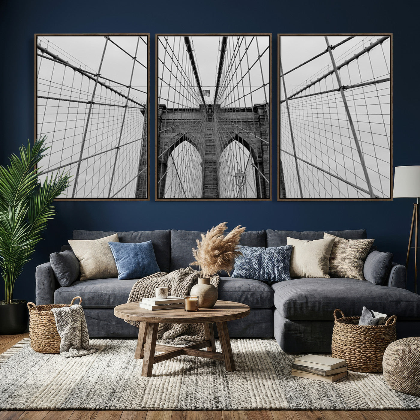 31341-MGV-CV-36X24 - Large Brooklyn Bridge Wall Art Canvas Print for Urban Home Living Room Decor