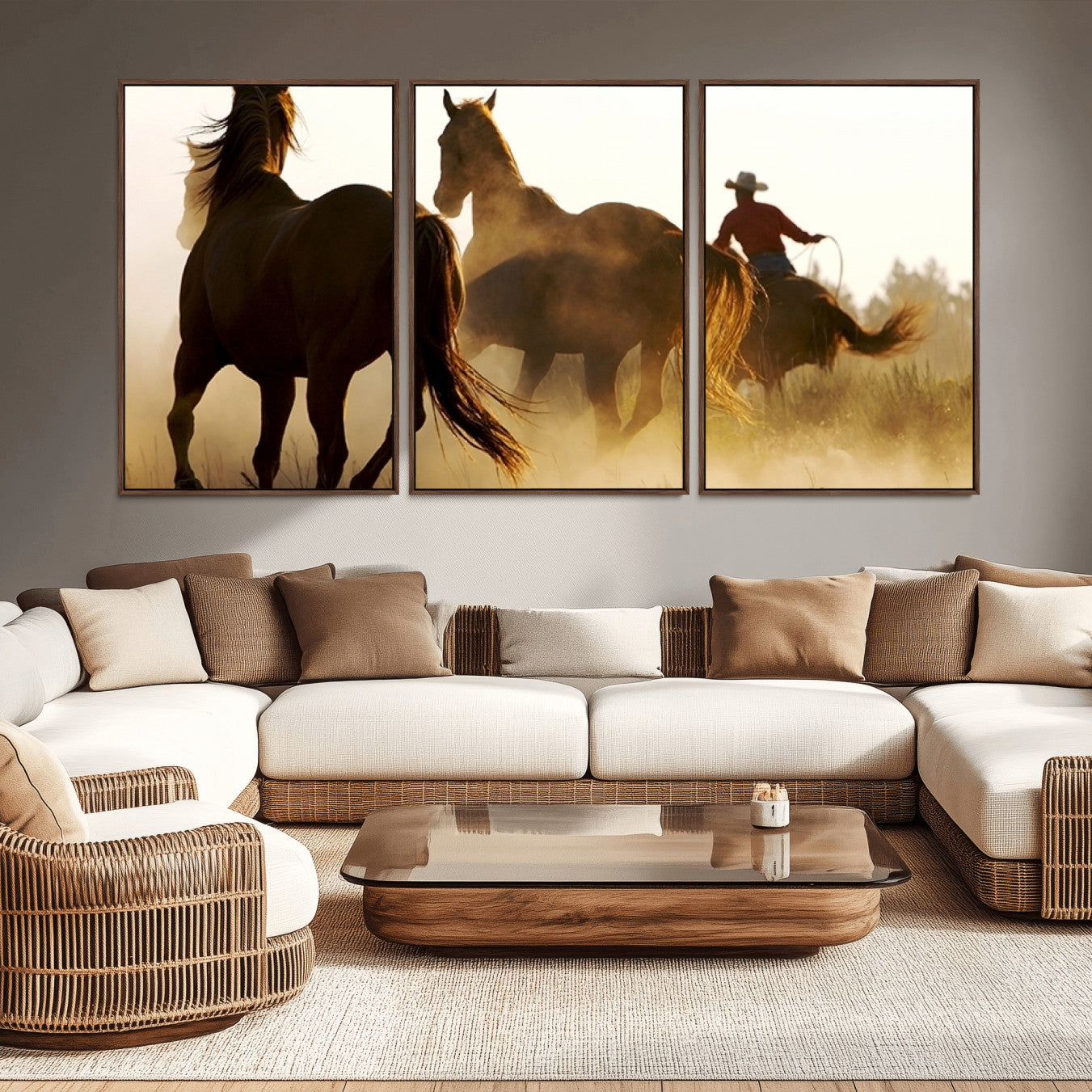 -Horses and Cowboys Wall Art Canvas Print