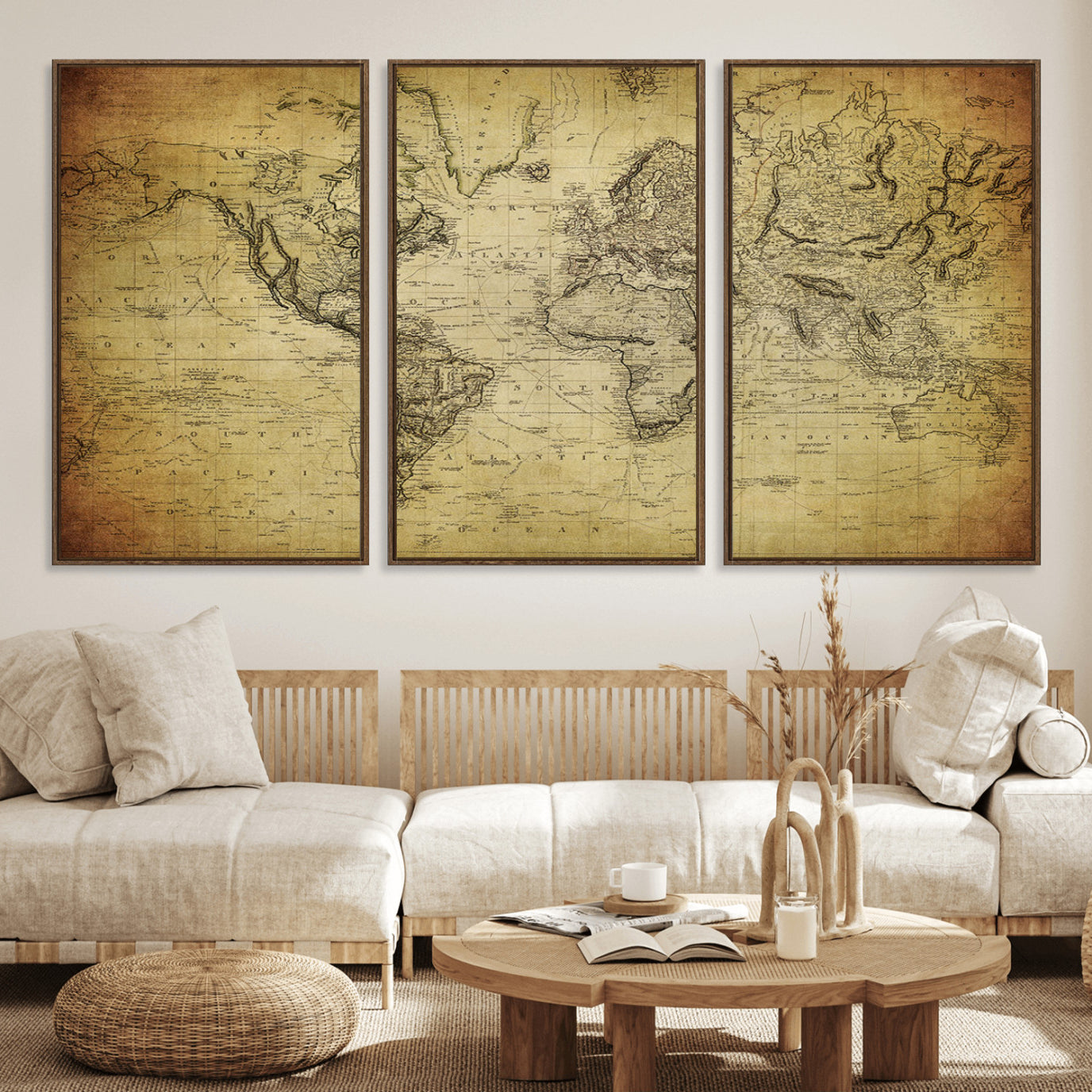 55170-MGV-FC-60X30-3P_Walnut-Push Pin World Map Canvas Print – Travel Tracker Wall Art for Couples, Perfect Anniversary Gift for Home or Office Decor