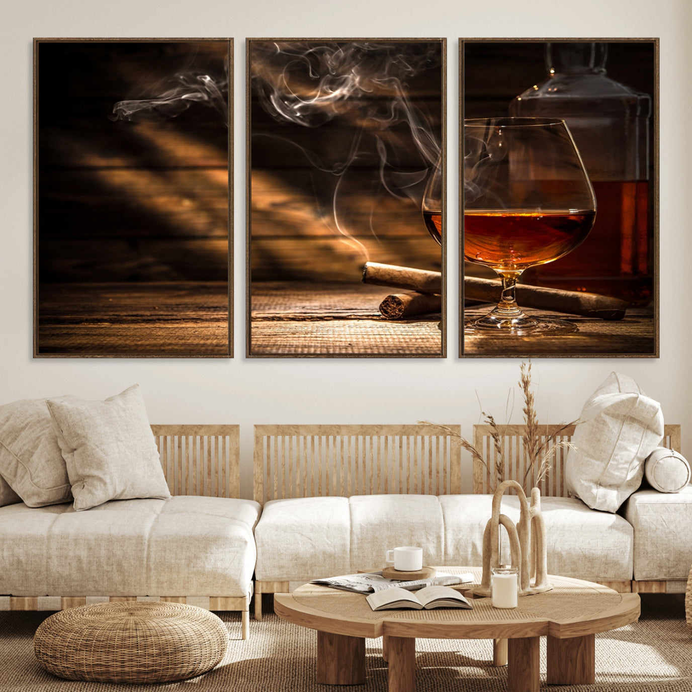 92305-MGV-FC-60X30-3P_Walnut-Whiskey and Cigar Wall Art Canvas Print
