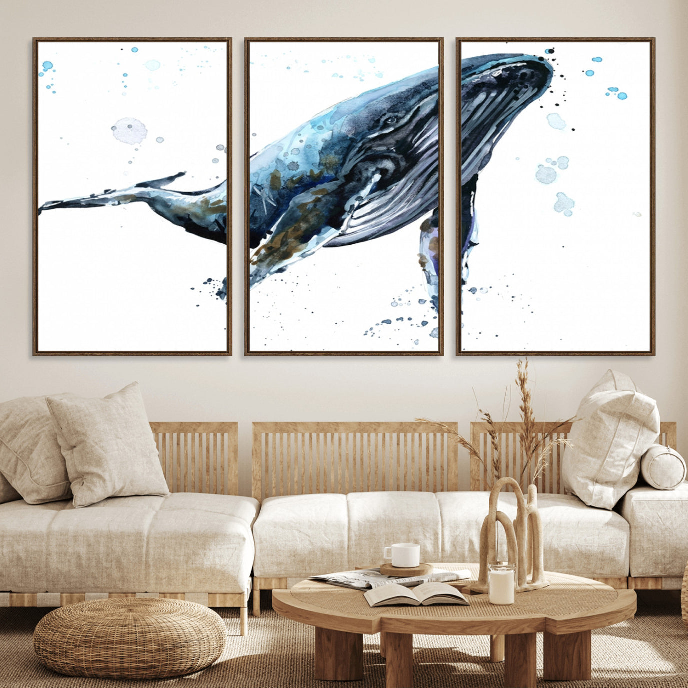 58370-MGV-FC-60X30-3P_Walnut-Watercolor Whale Wall Art Canvas Print