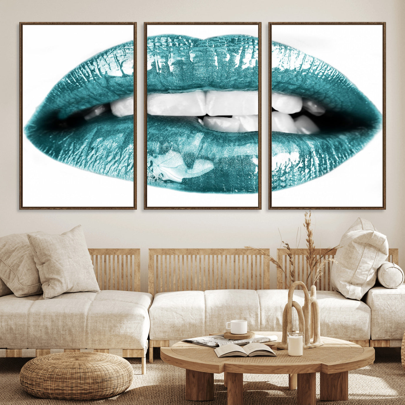 72429-MGV-FC-60X30-3P_Walnut-Blue Lips Wall Art Canvas Print