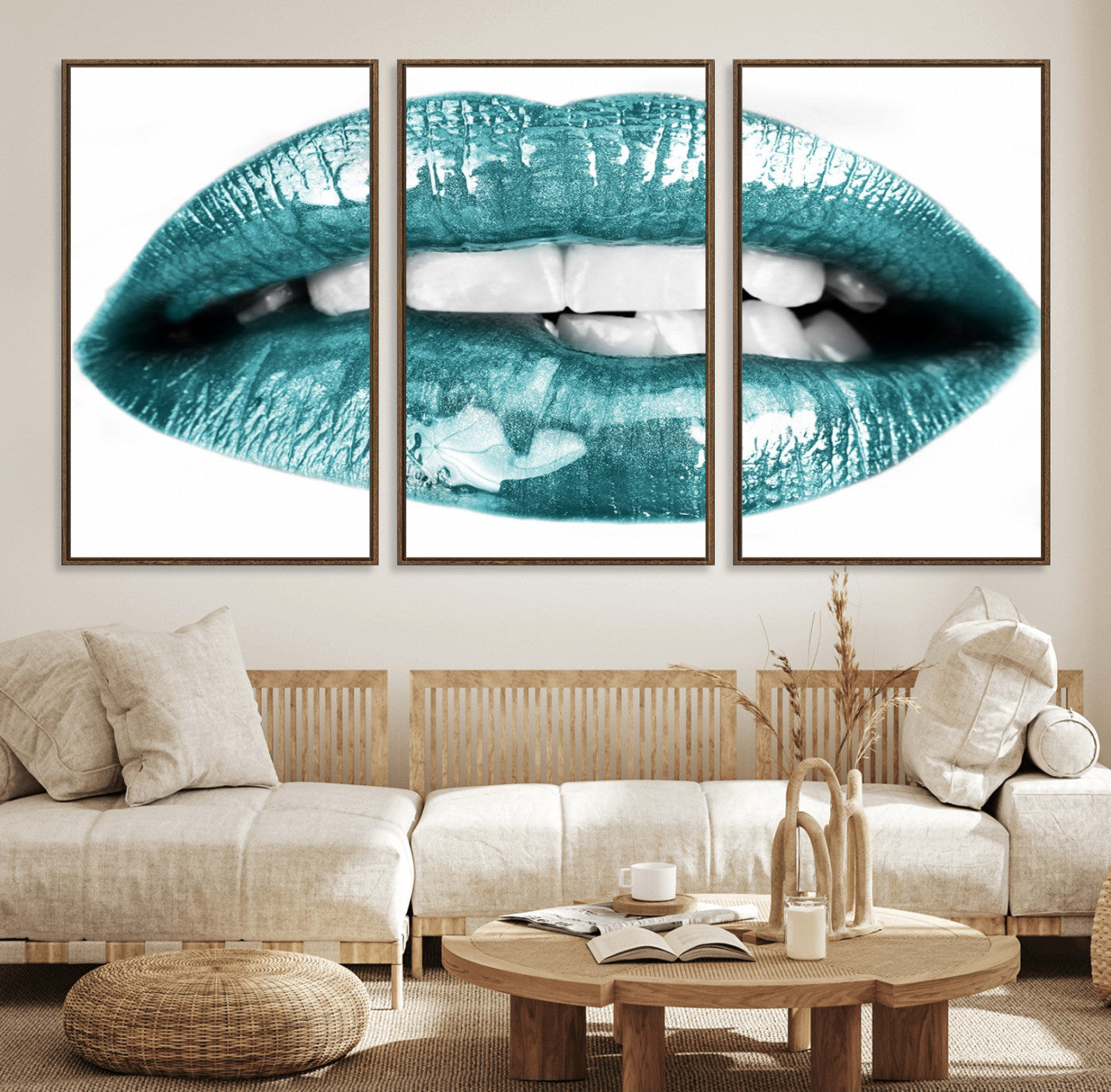 72429-MGV-FC-60X30-3P_Walnut-Blue Lips Wall Art Canvas Print