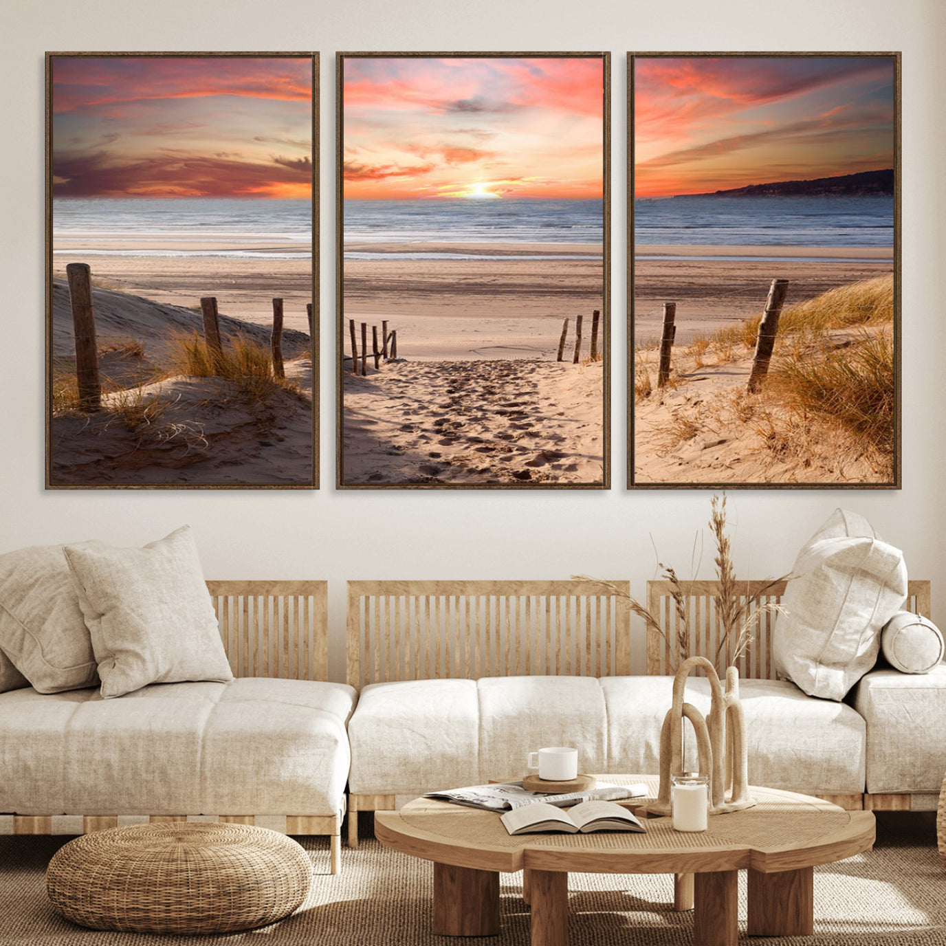 78111-MGV-FC-60X30-3P_Walnut-Sunset on the Sea Wall Art Canvas Print