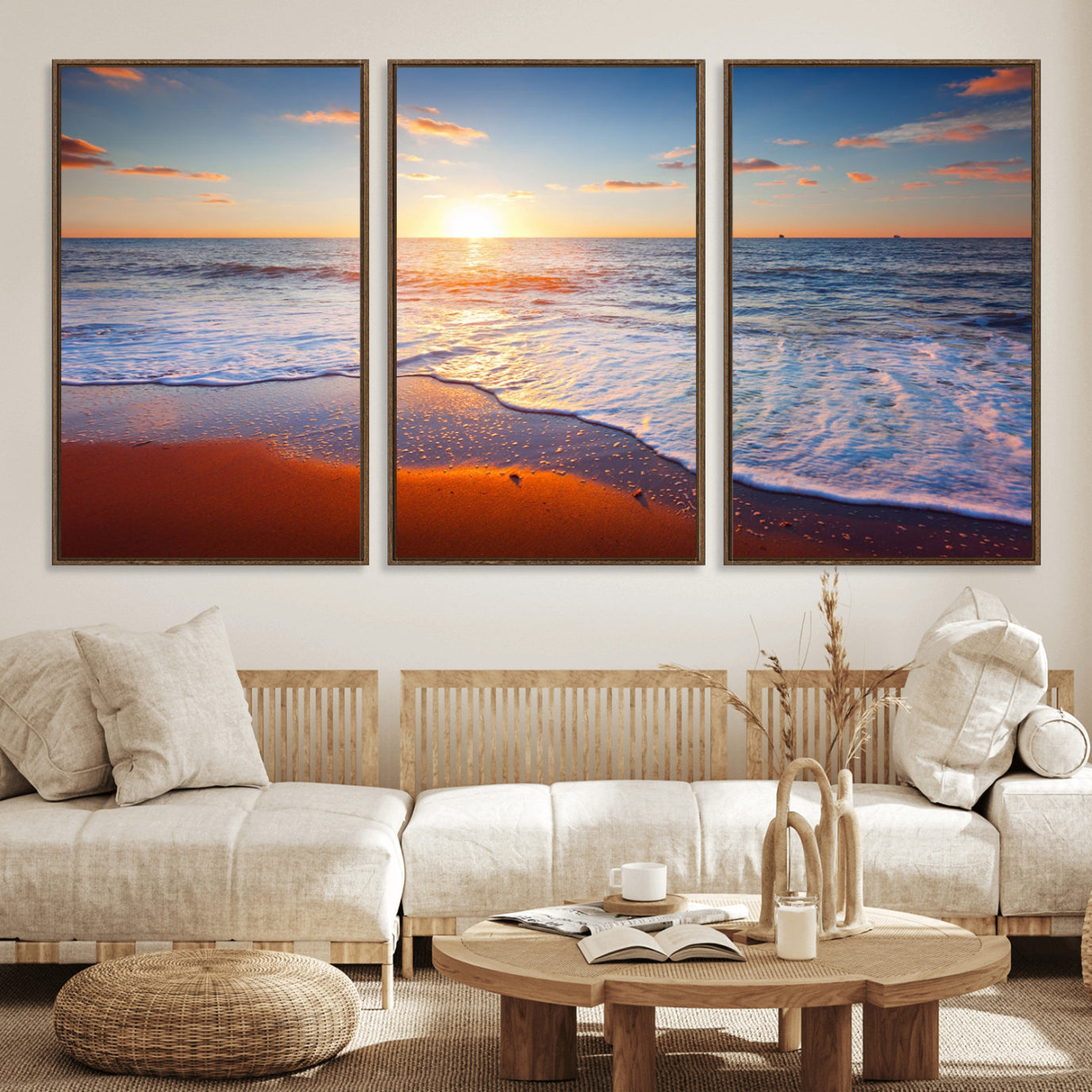 96736-MGV-CV-36X24-Ocean Beach Canvas Wall Art Beach Canvas, Coastal Sunset Tropical Island Beach Sunset Artwork Print for Living Room Home Office Decor, Beach Wall Art, Sea Wall Art