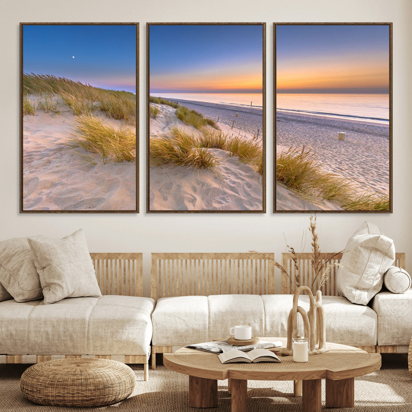 79397-MGV-FC-60X30-3P_Walnut-Sunrise On The Beach Wall Art Canvas Print