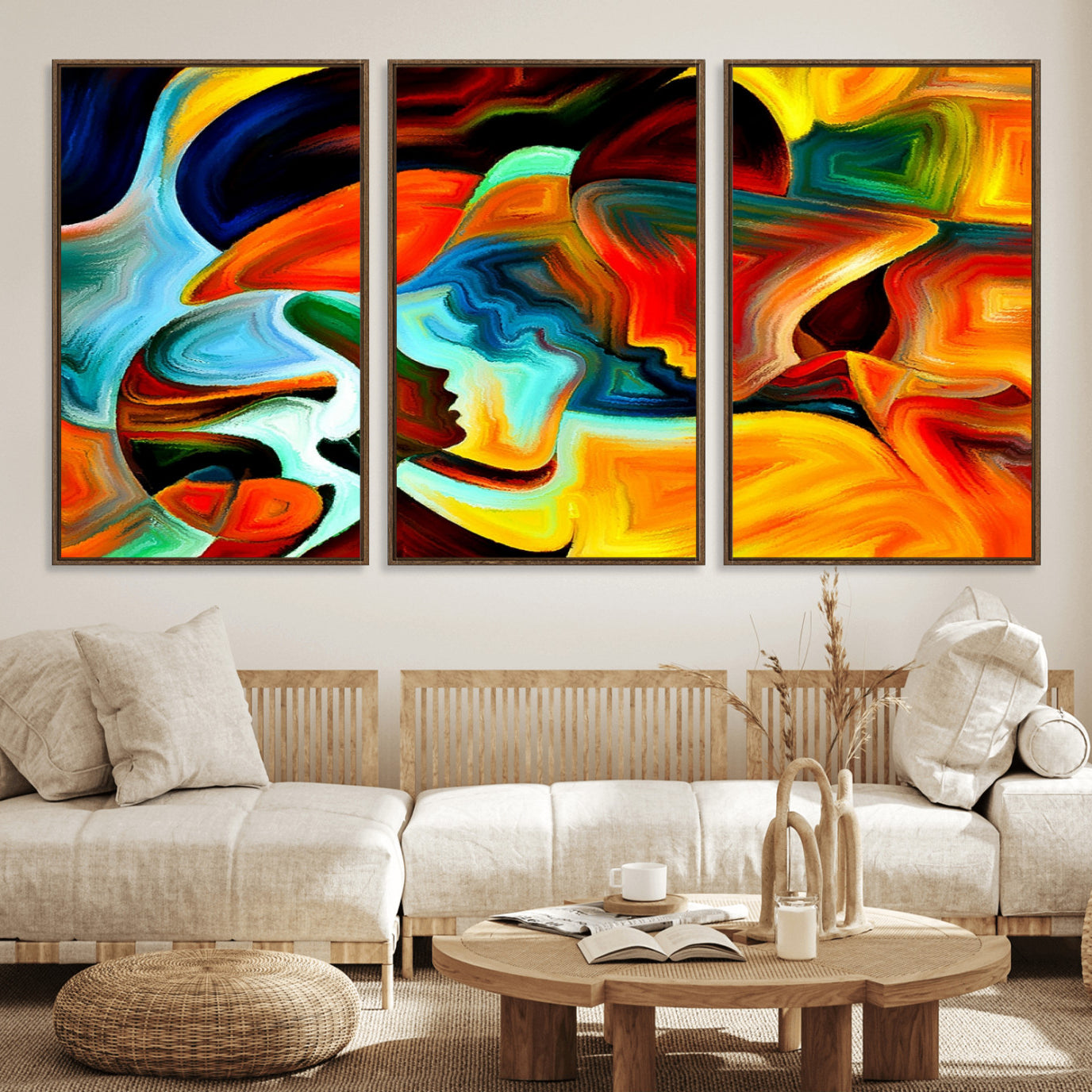 70242-MGV-FC-60X30-3P_Walnut-Human Love Figures Abstract Wall Art Canvas Print