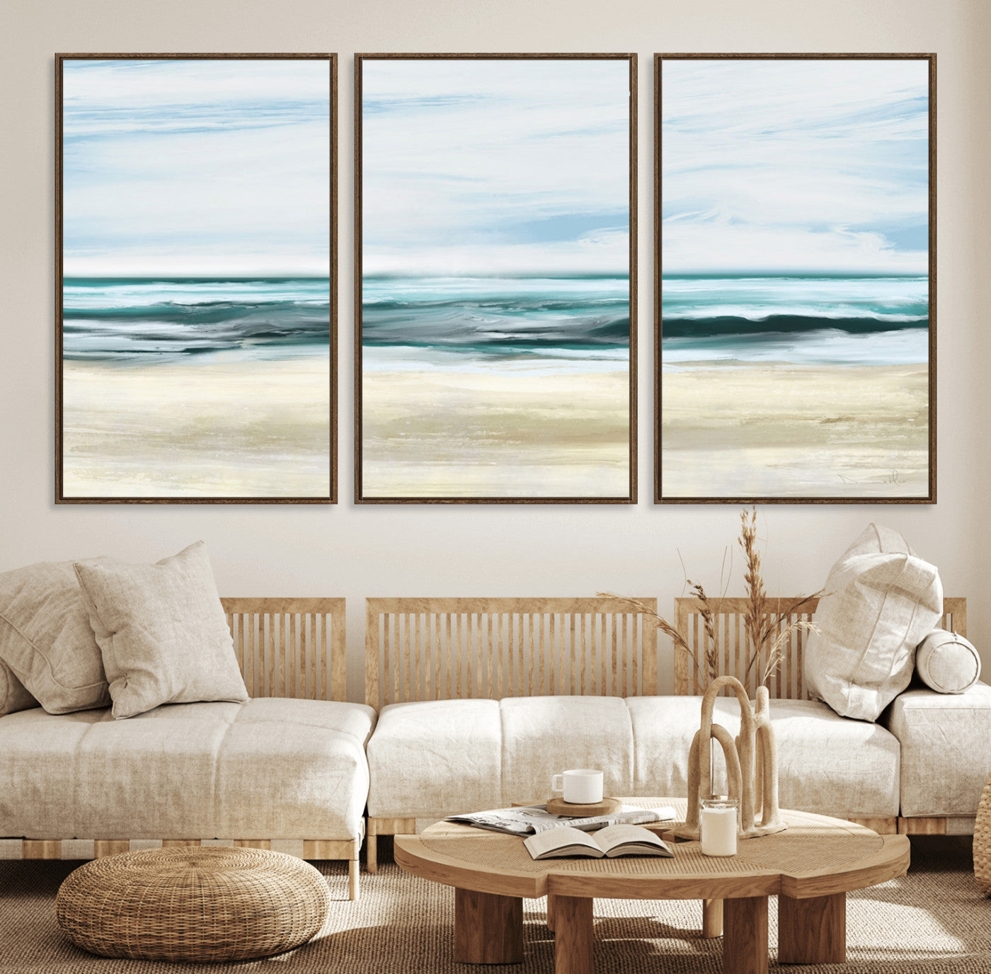 96301-MGV-FC-60X30-3P_Walnut-Ocean Abstract Wall Art Canvas Print