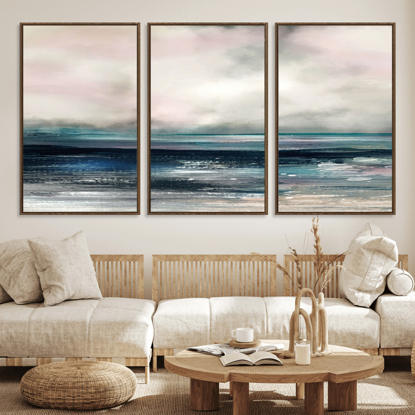 63797-MGV-FC-60X30-3P_Walnut-Contemporary Abstract Wall Art Canvas Print