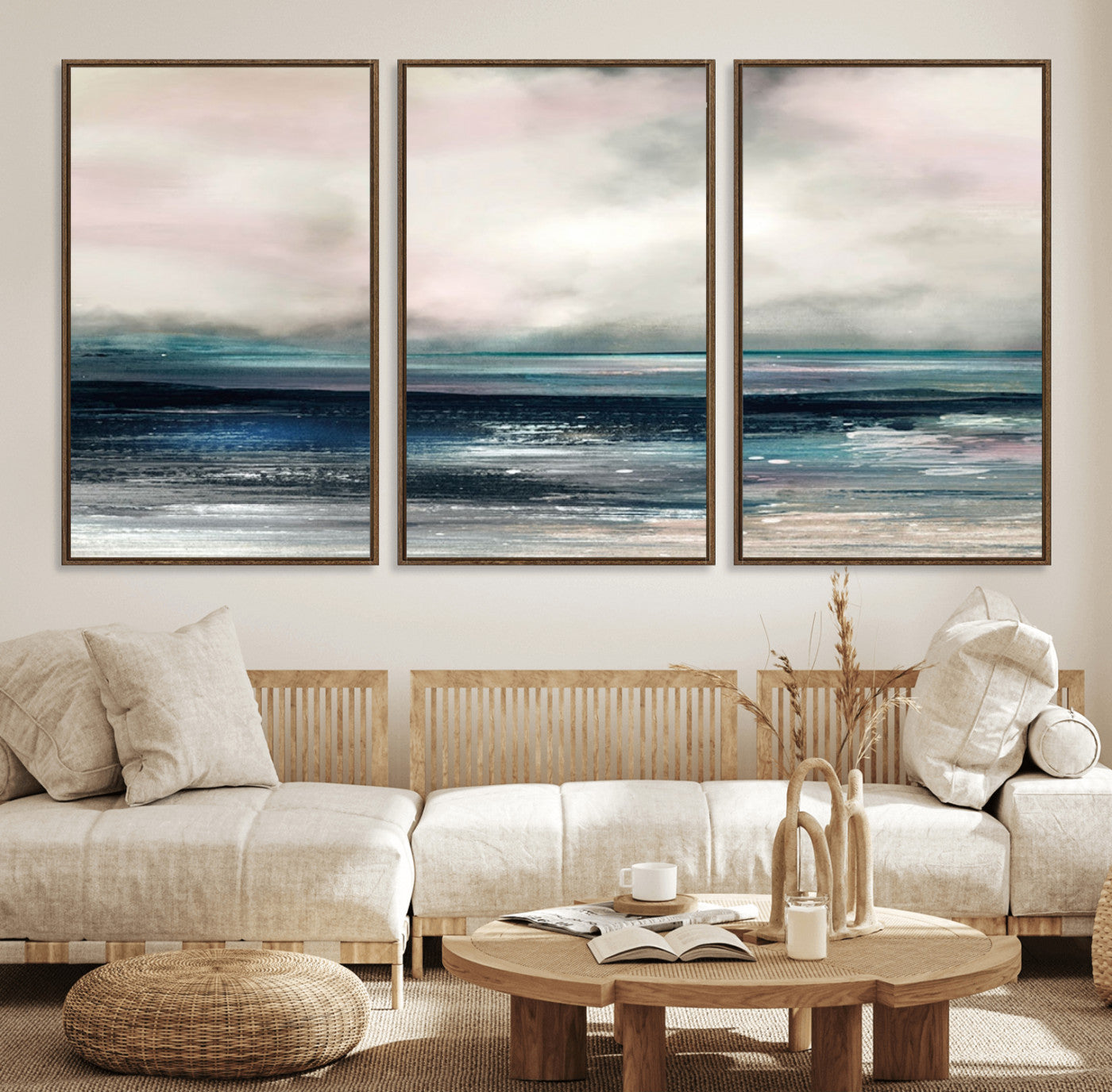 63797-MGV-FC-60X30-3P_Walnut-Contemporary Abstract Wall Art Canvas Print