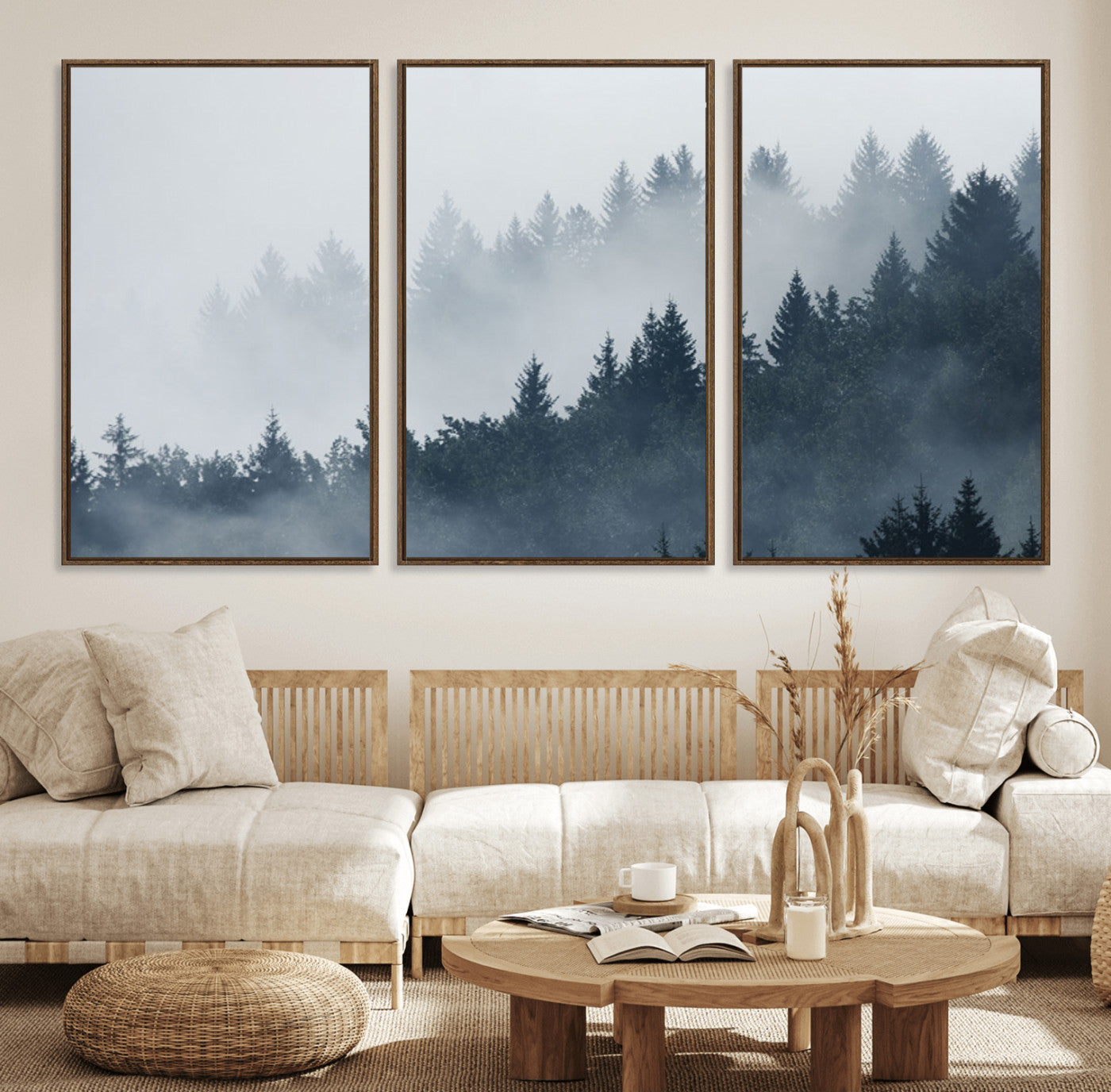 23671-MGV-FC-60X30-3P_Walnut-Foggy Pine Forest Wall Art Canvas Print