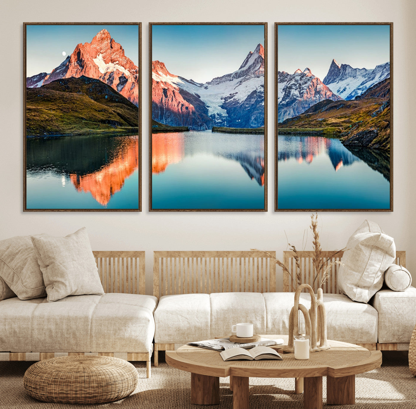 88453-MGV-FC-60X30-3P_Walnut-Landscape Mountain and Lake View Wall Art Canvas Print
