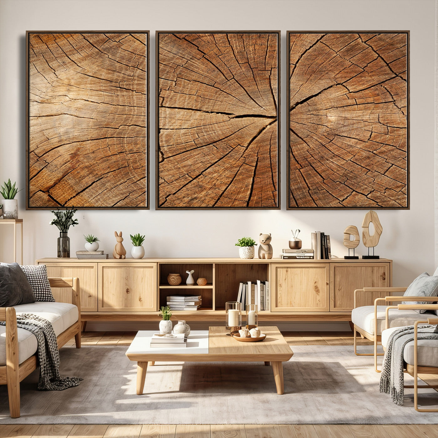61710-MGV-CV-36X24 - Tree Ring Canvas Art, Rustic Wood Grain Wall Art, Tree Slice Decor for Modern Homes, Giclee