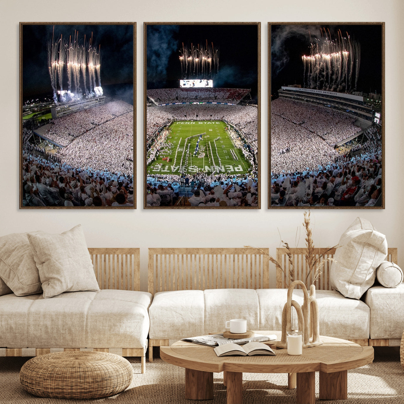 11391-MGV-FC-60X30-3P_Walnut-Penn Stadium Football Wall Art Canvas Print, Pennsylvania University Football Stadium