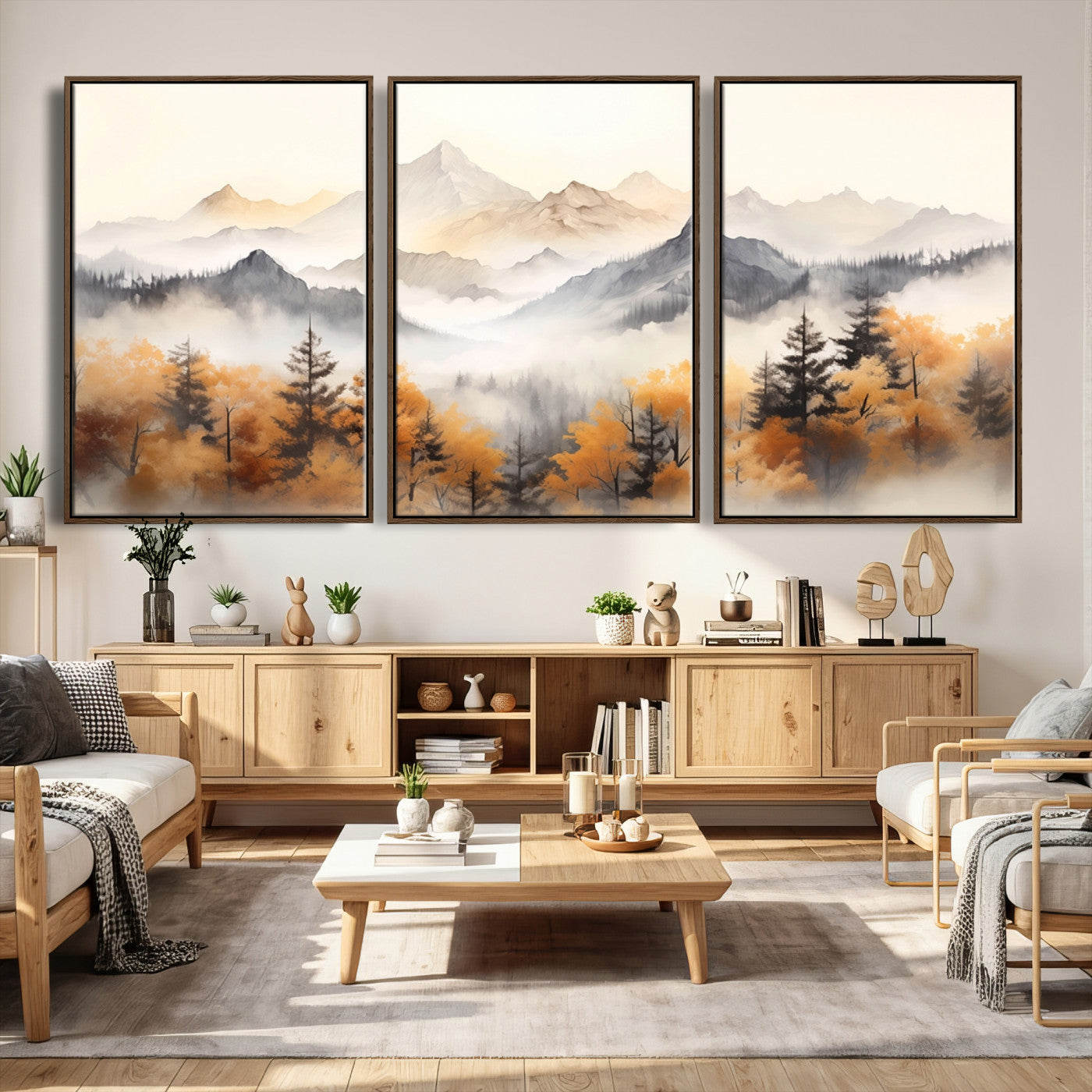 70049-MGV-CV-36X24 - Abstract Mountain Wall Art | Misty Mountain Forest and Mountains Canvas Print for Living Room,