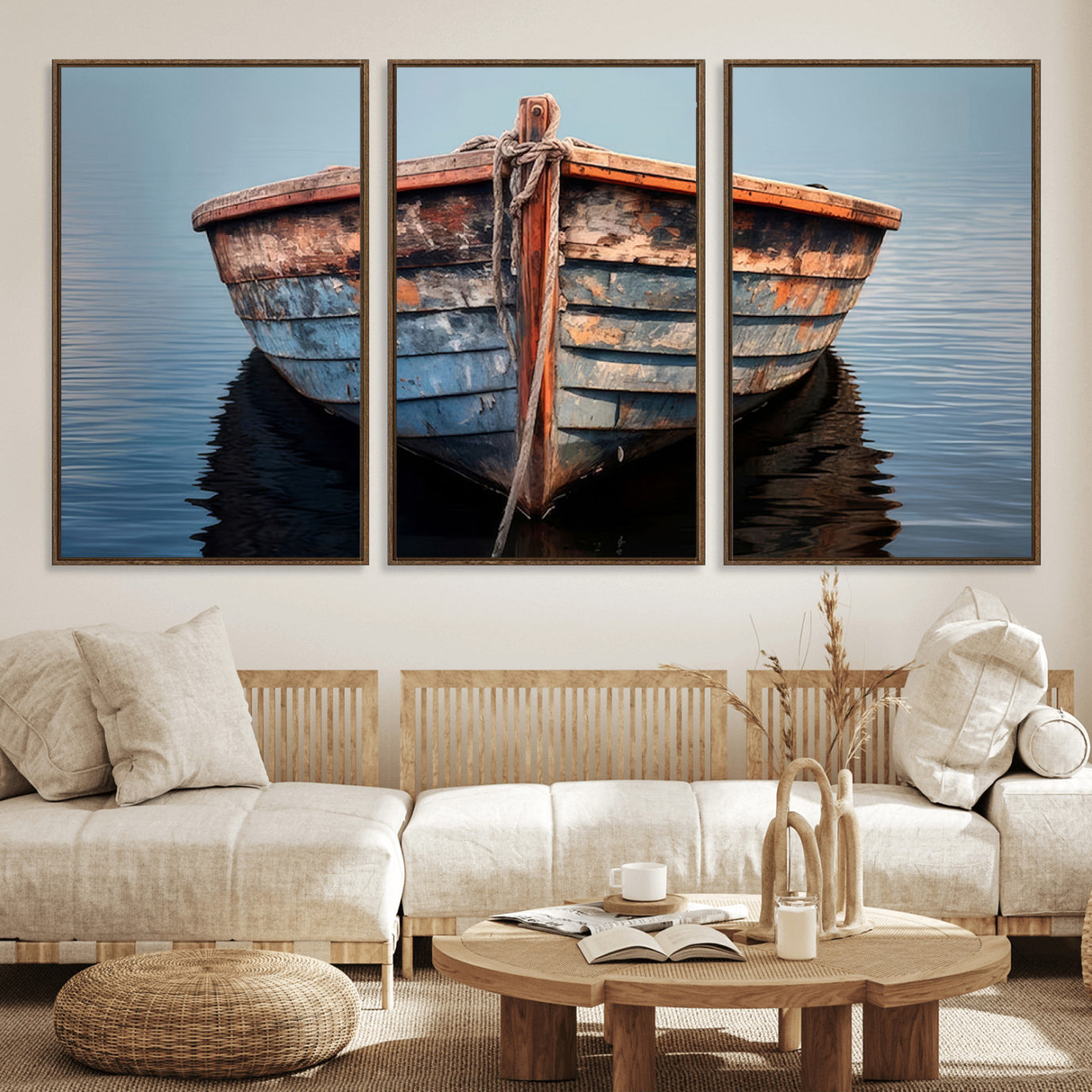 39011-MGV-FC-60X30-3P_Walnut-Stunning Vintage Boat Canvas Print | Nautical Wall
