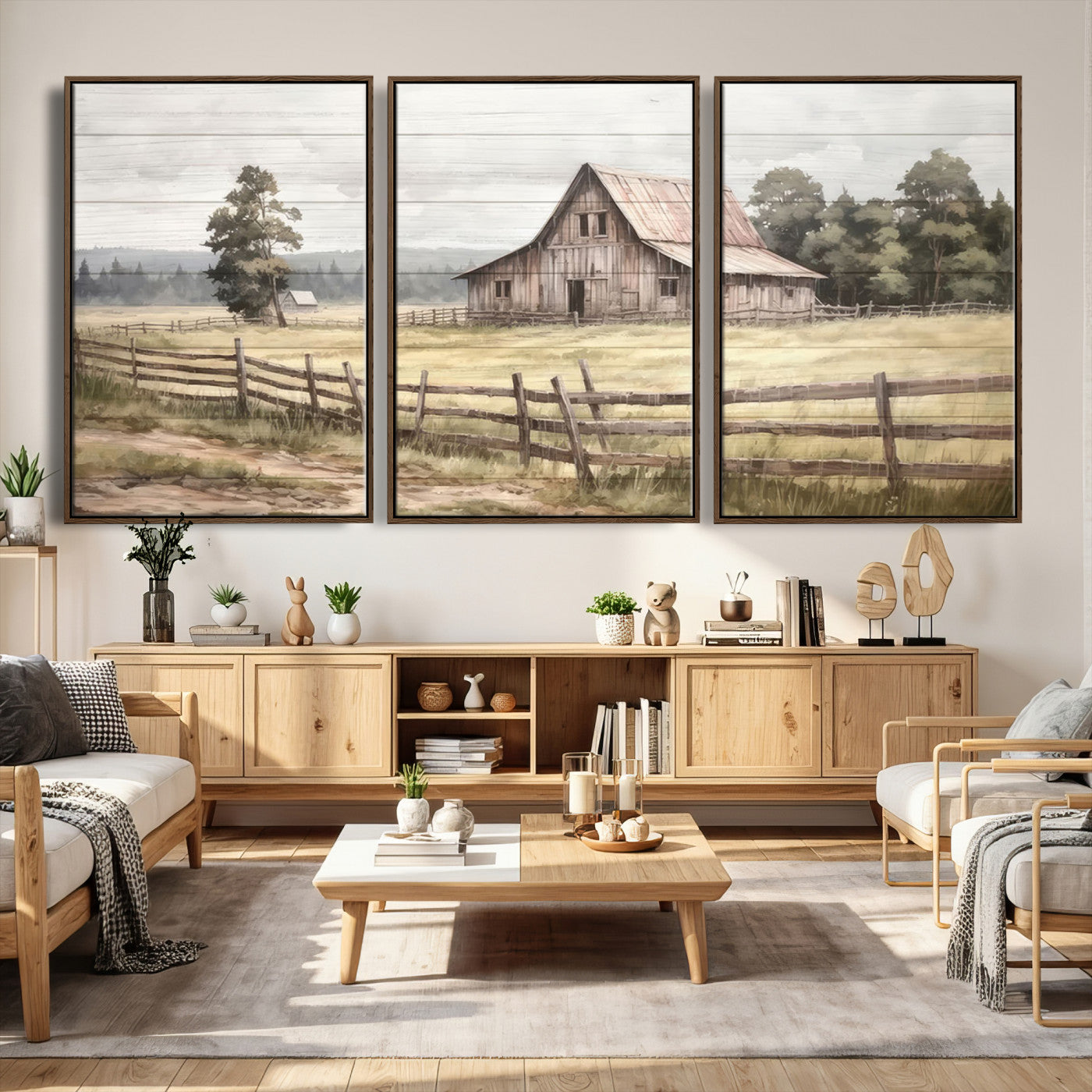 87489-MGV-CV-36X24 - Rustic Farmhouse Barn Wall Art | Framed Gallery Wrap Barn Giclee Canvas Print for Farmhouse Decor