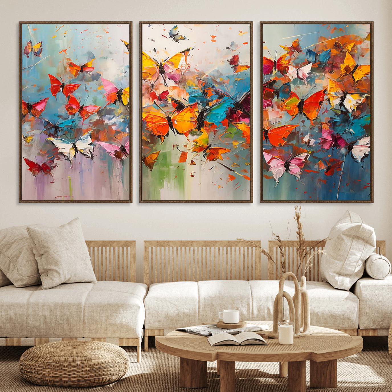 11835-MGV-FC-60X30-3P_Walnut-Abstract Butterfly Wall Art Canvas Print