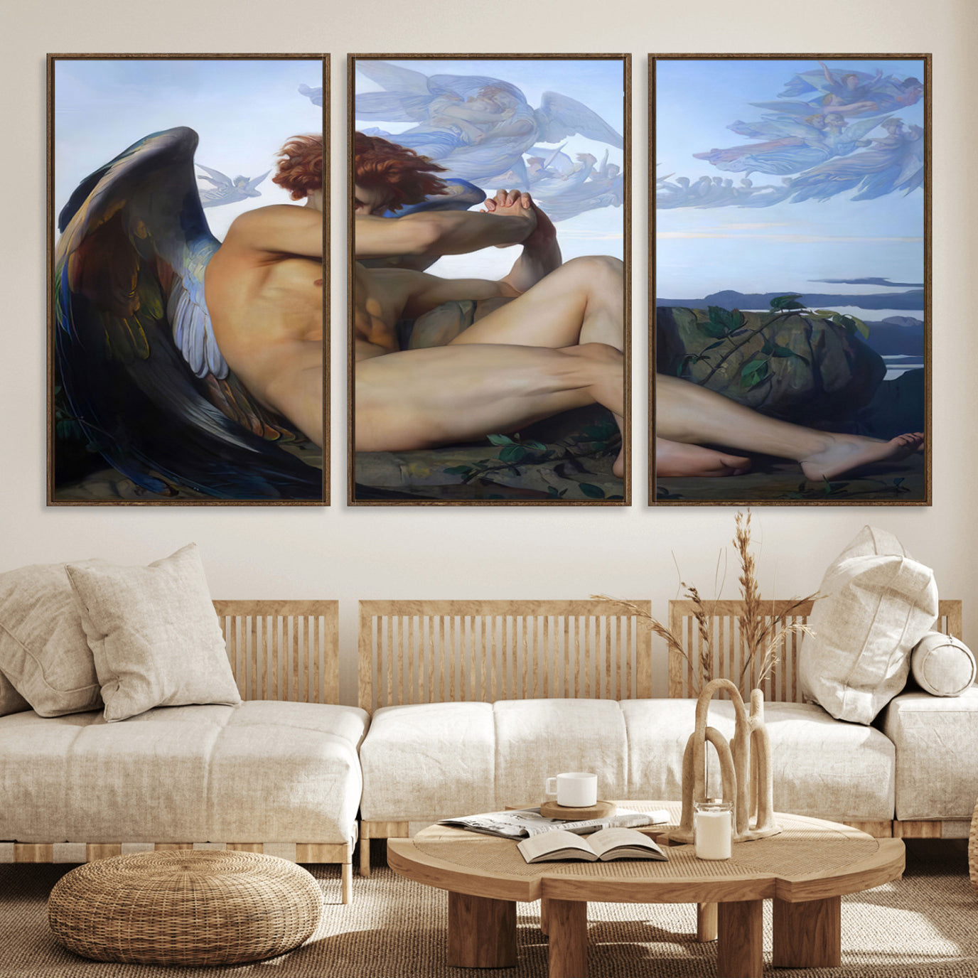 94220-MGV-FC-60X30-3P_Walnut-Fallen Angel Wall Art Canvas Print – Classic Art, Framed, Ready to Hang - Alexandre Cabanel