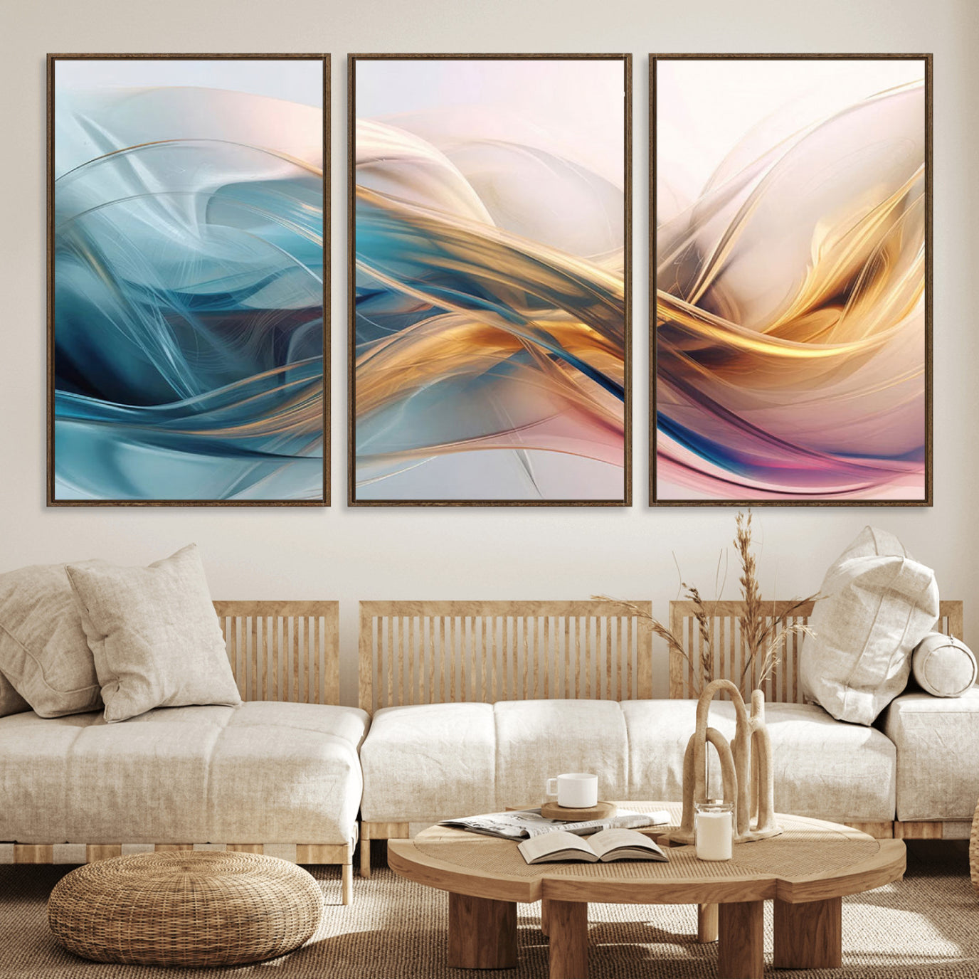17461-MGV-FC-60X30-3P_Walnut-Abstract Flowing Colors Wall Art Canvas Print