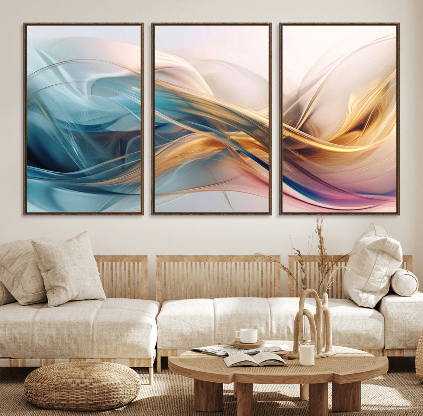 17461-MGV-FC-60X30-3P_Walnut-Abstract Flowing Colors Wall Art Canvas Print