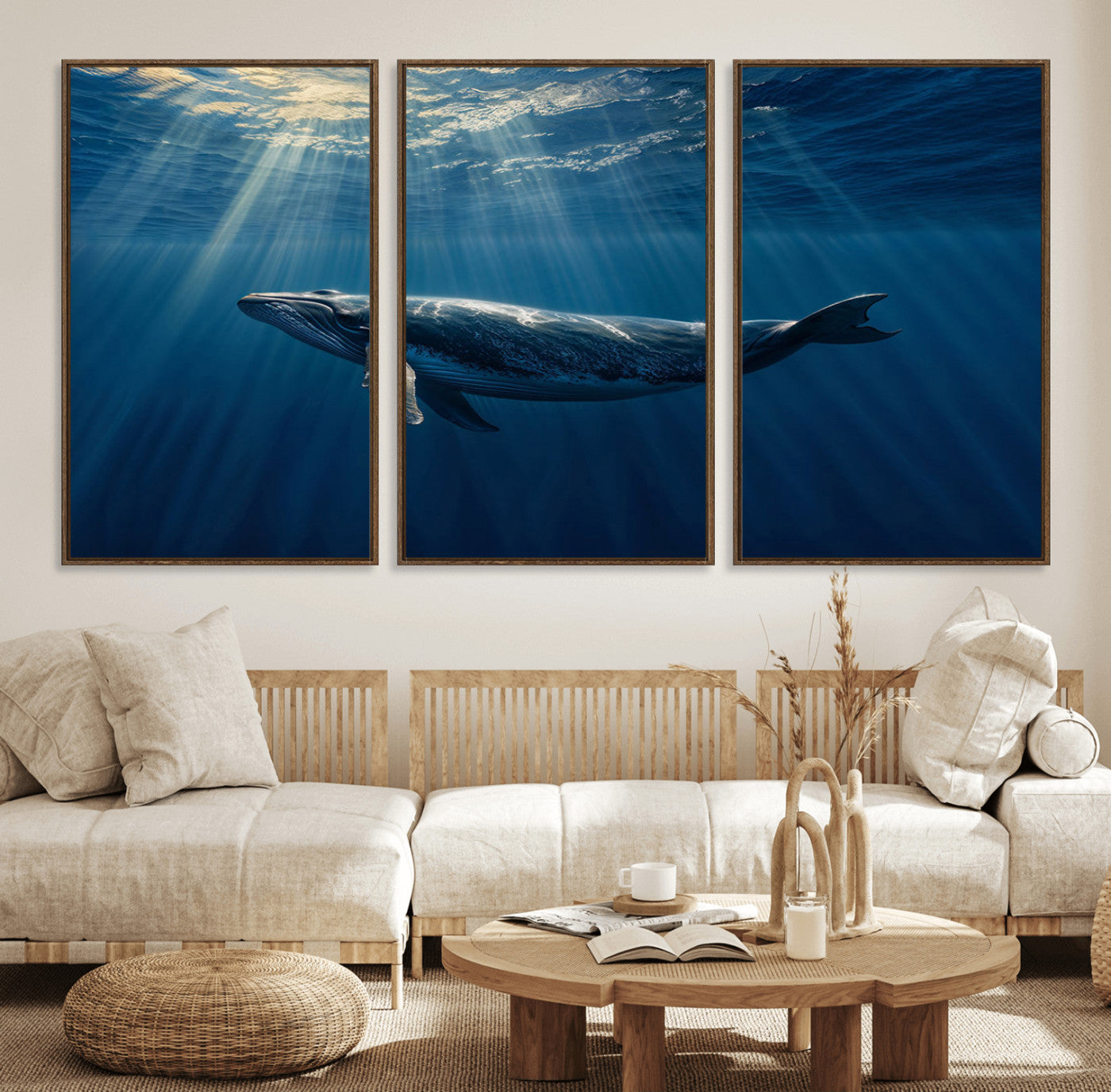 18052-MGV-FC-60X30-3P_Walnut-Whale under Ocean Wall Art Canvas Print