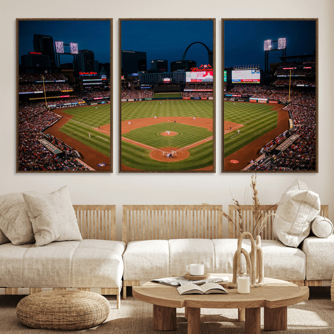 38612-MGV-FC-60X30-3P_Walnut-St. Louis Cardinals Baseball Team Print - Busch Stadium Wall Art Canvas Print