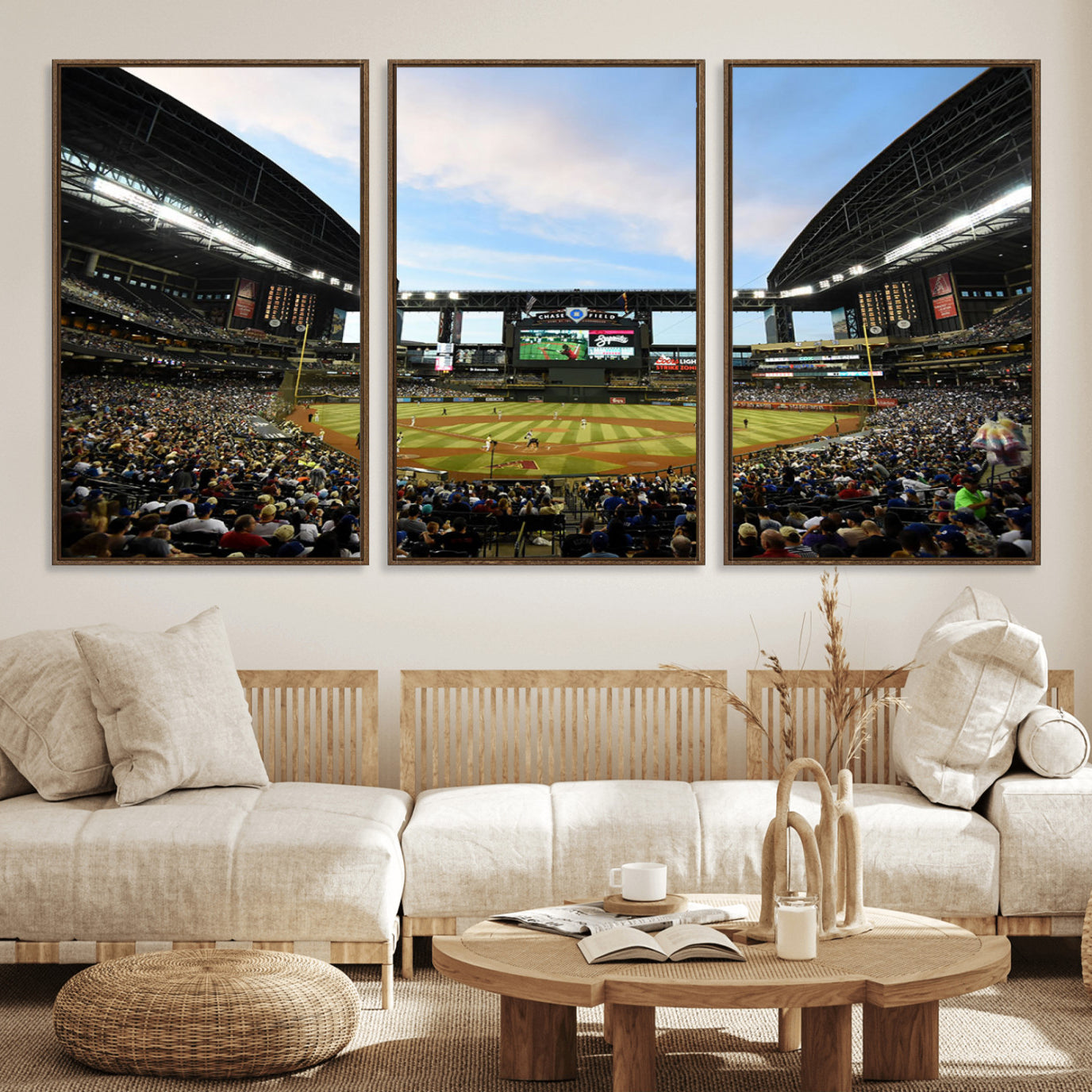 92672-MGV-FC-60X30-3P_Walnut-Arizona Diamondbacks Team Print - Phoenix Chase Field Stadium Wall Art Canvas Print