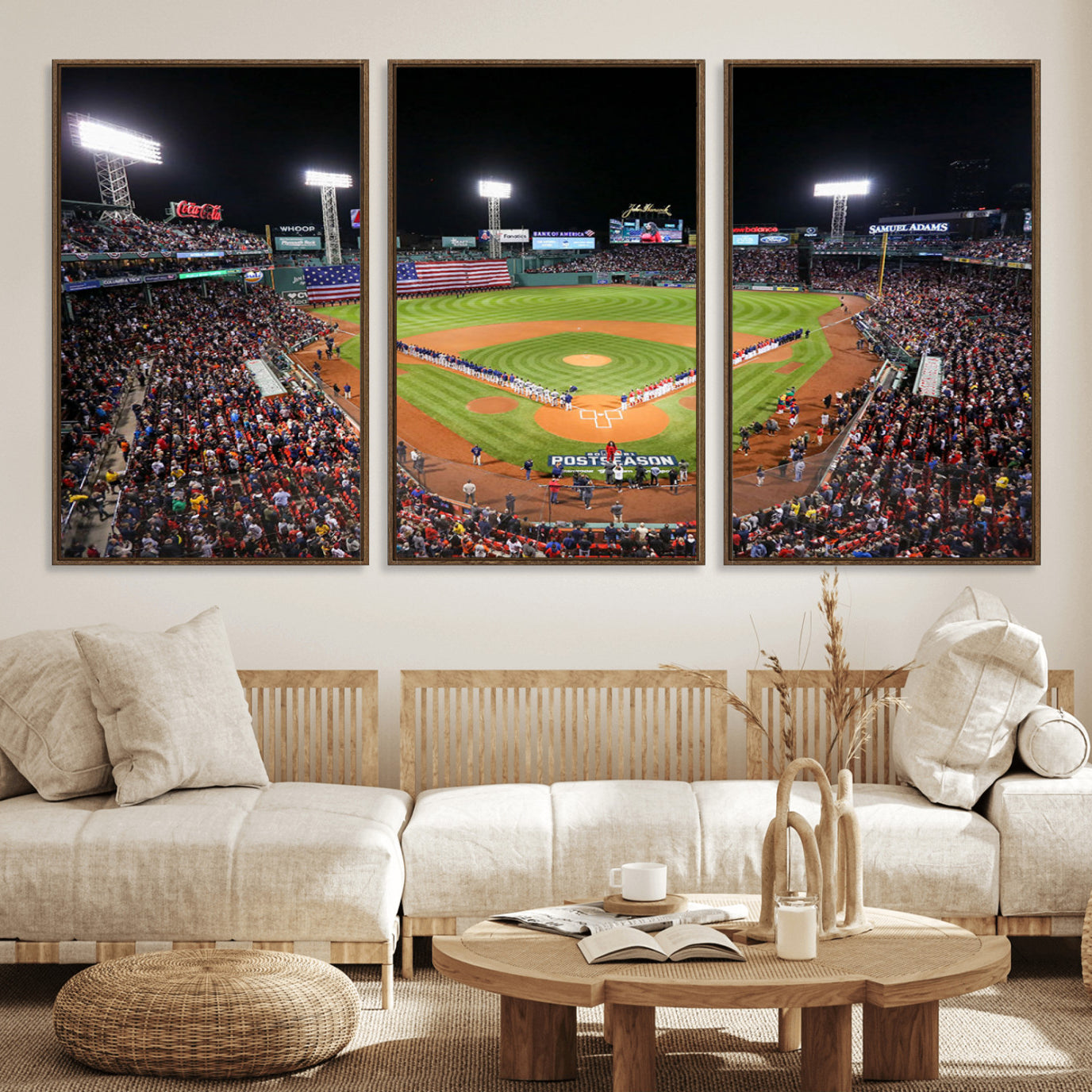 47365-MGV-FC-60X30-3P_Walnut-Fenway Park Wall Art Canvas Print | Large Baseball Stadium Canvas Print for Boston Red Sox Fans |
