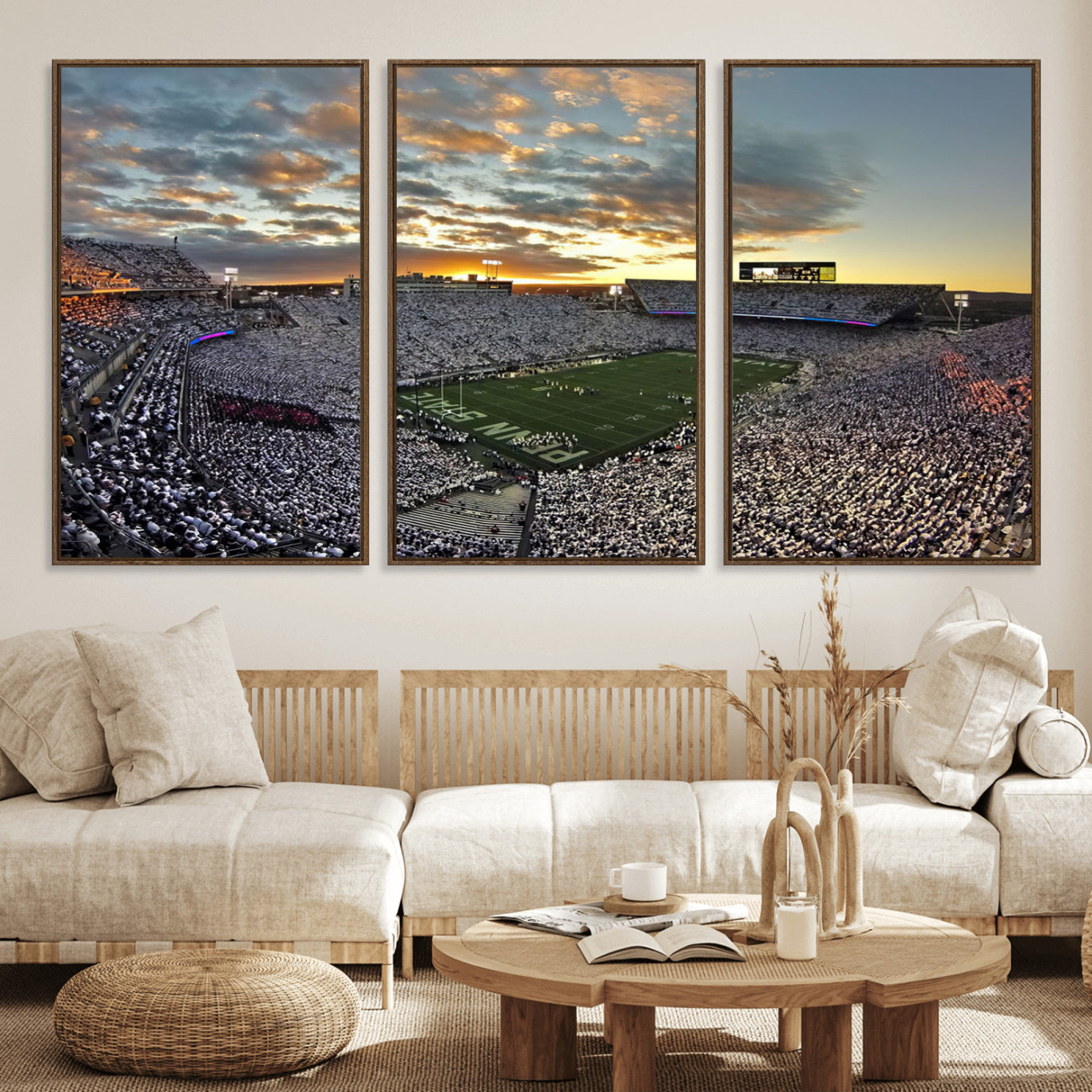 38807-MGV-FC-60X30-3P_Walnut-Beaver Stadium Wall Art - Penn State Stadium Wall Art | Penn Nittany Lions Football Match for Sport