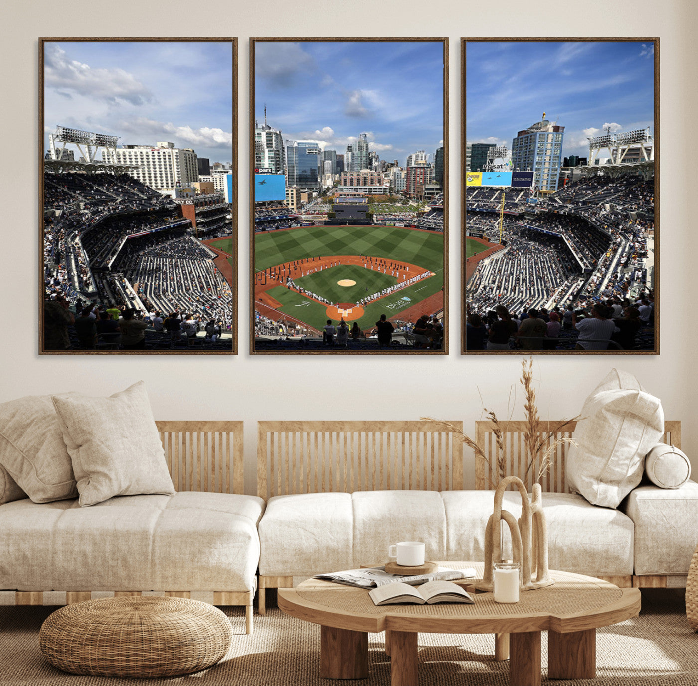 87122-MGV-FC-60X30-3P_Walnut-San Diego Padres Baseball Team Print - Petco Park Stadium Wall Art Canvas Print