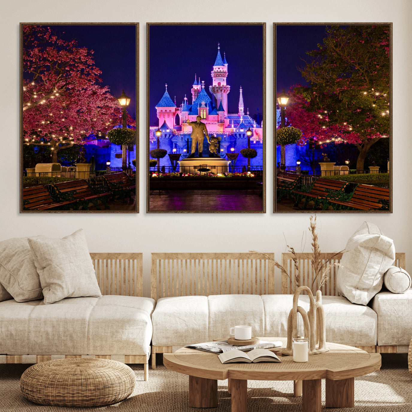 79435-MGV-FC-60X30-3P_Walnut-Castle Large Wall Art Disney Magic Kingdom Kids Room Decor - Disney World Christmas Home Decor Child