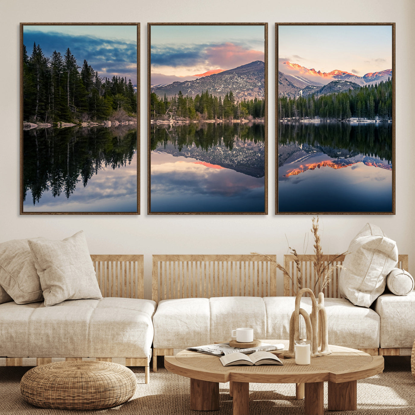 84227-MGV-FC-60X30-3P_Walnut-Bear Lake Reflection at Rocky Mountain National Park Wall Art Canvas Print, Scenic Mountain