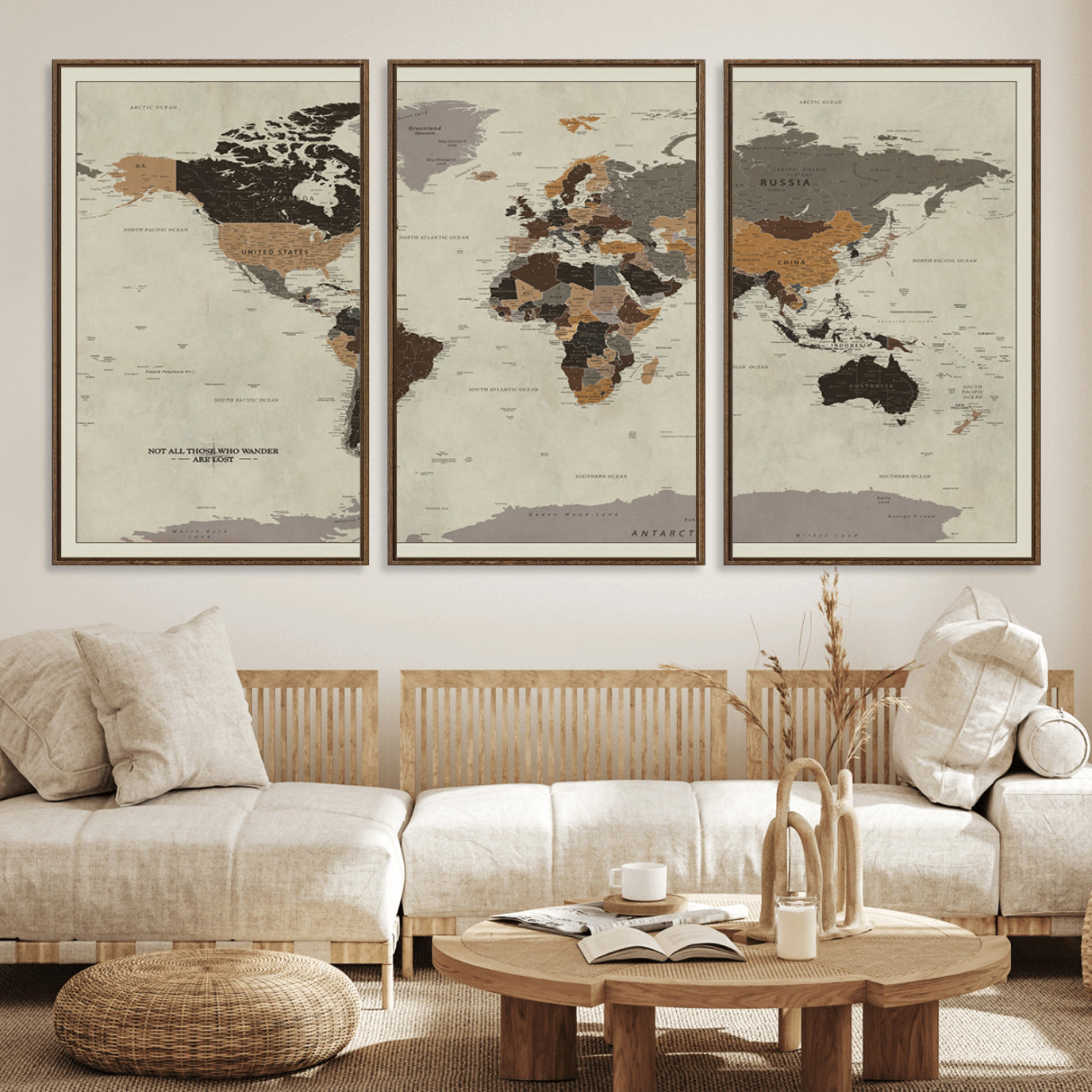 -Push Pin World Map Canvas Print – Travel Tracker Wall Art for Couples, Perfect Anniversary Gift for Home or Office Decor
