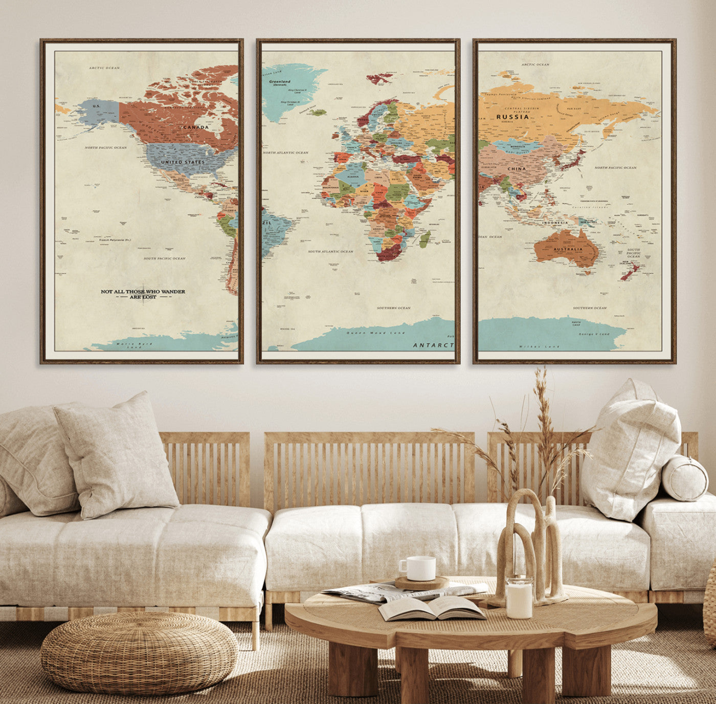 62938-MGV-FC-60X30-3P_Walnut-Push Pin World Map Canvas Print – Travel Tracker Wall Art for Couples, Perfect Anniversary Gift for Home or Office Decor
