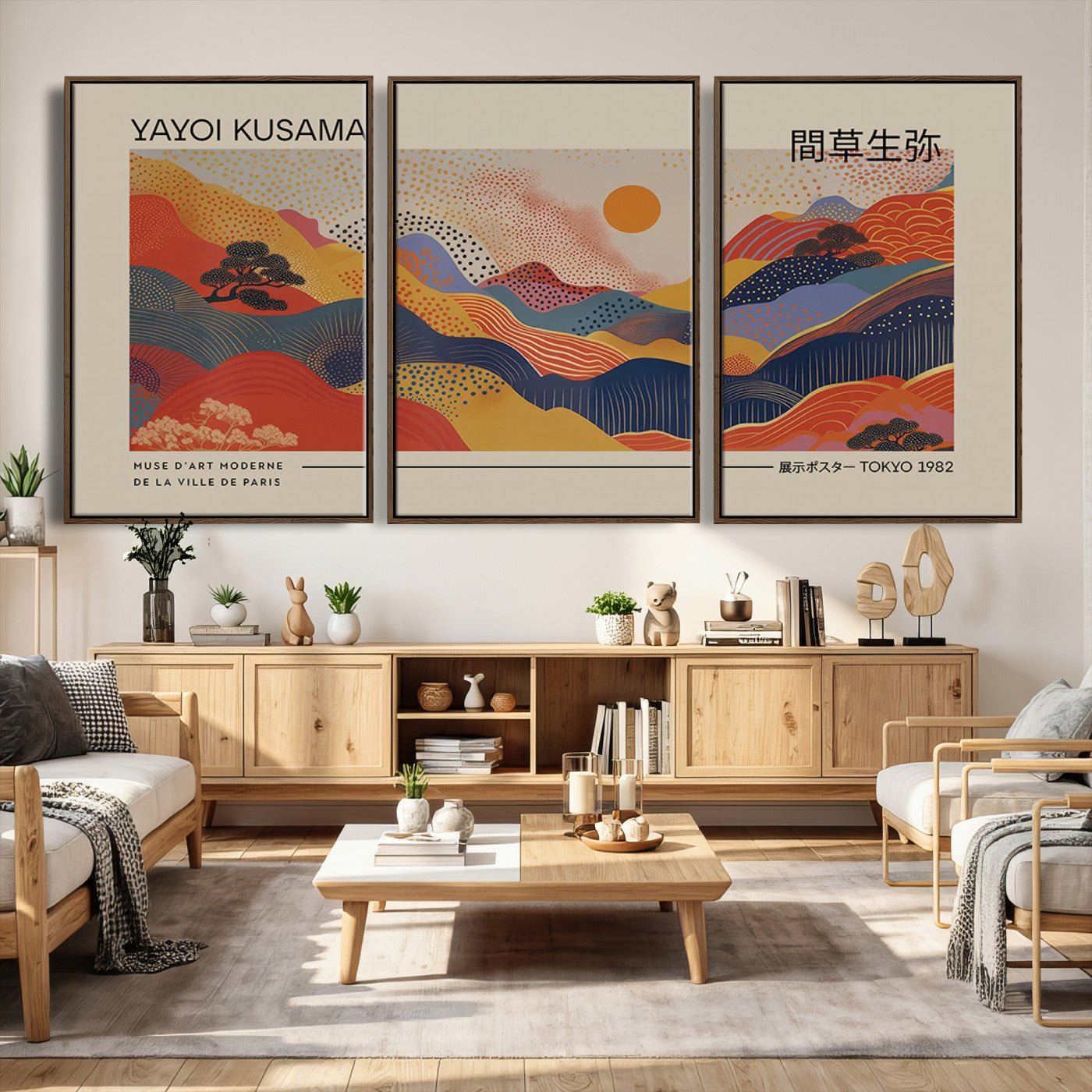 87627-MGV-CV-36X24 - Yayoi Kusama Landscape Canvas Print, Vibrant Floral Mountain Art Print, Botanical Flower Nature