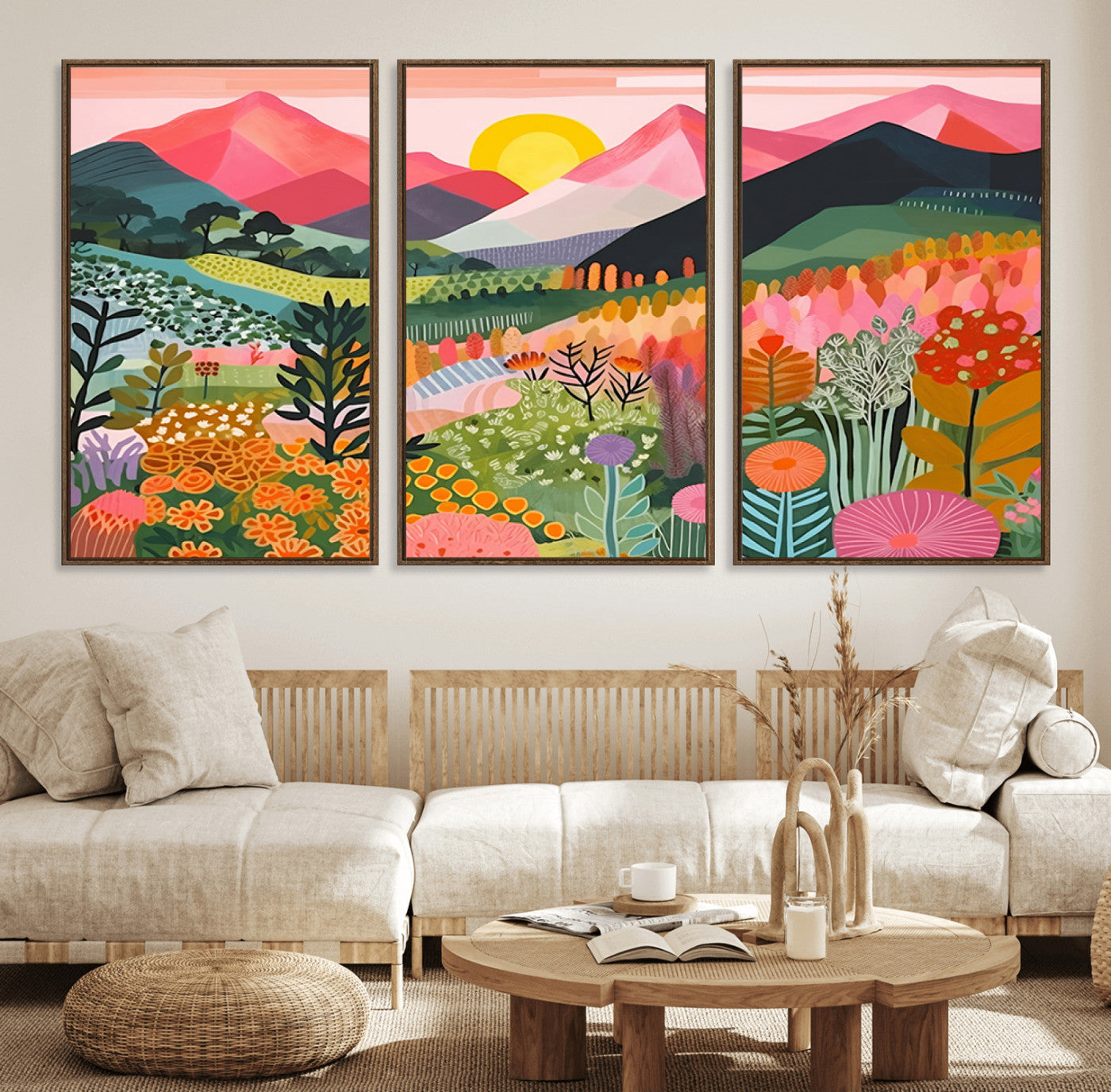 36236-MGV-FC-60X30-3P_Walnut-Yayoi Kusama 1986 Wall Art Print – Yayoi Kusama Wabi Sabi Japanese Wall Art Print - Vibrant Abstract