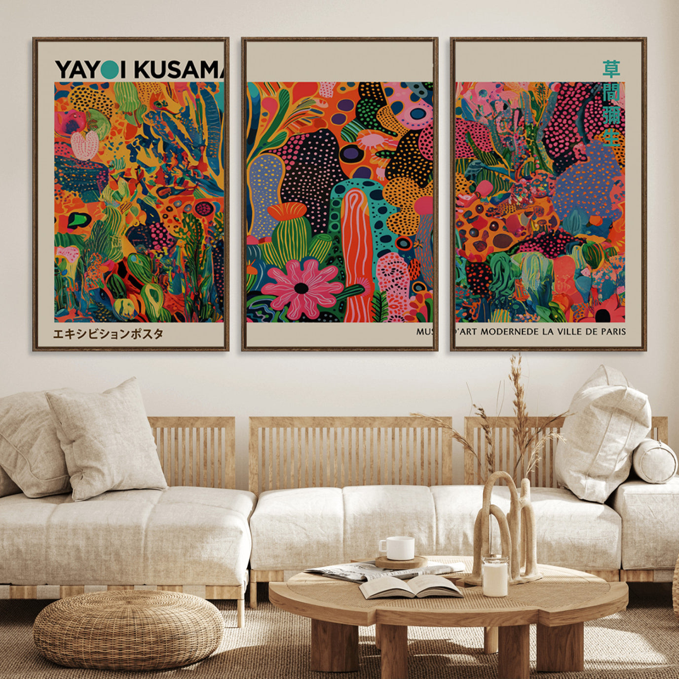 24116-MGV-CV-36X24-Framed Yayoi Kusama 1986 Wall Art Print – Japanese Wall Art Print, Wabi Sabi Yayoi Kusama Print -