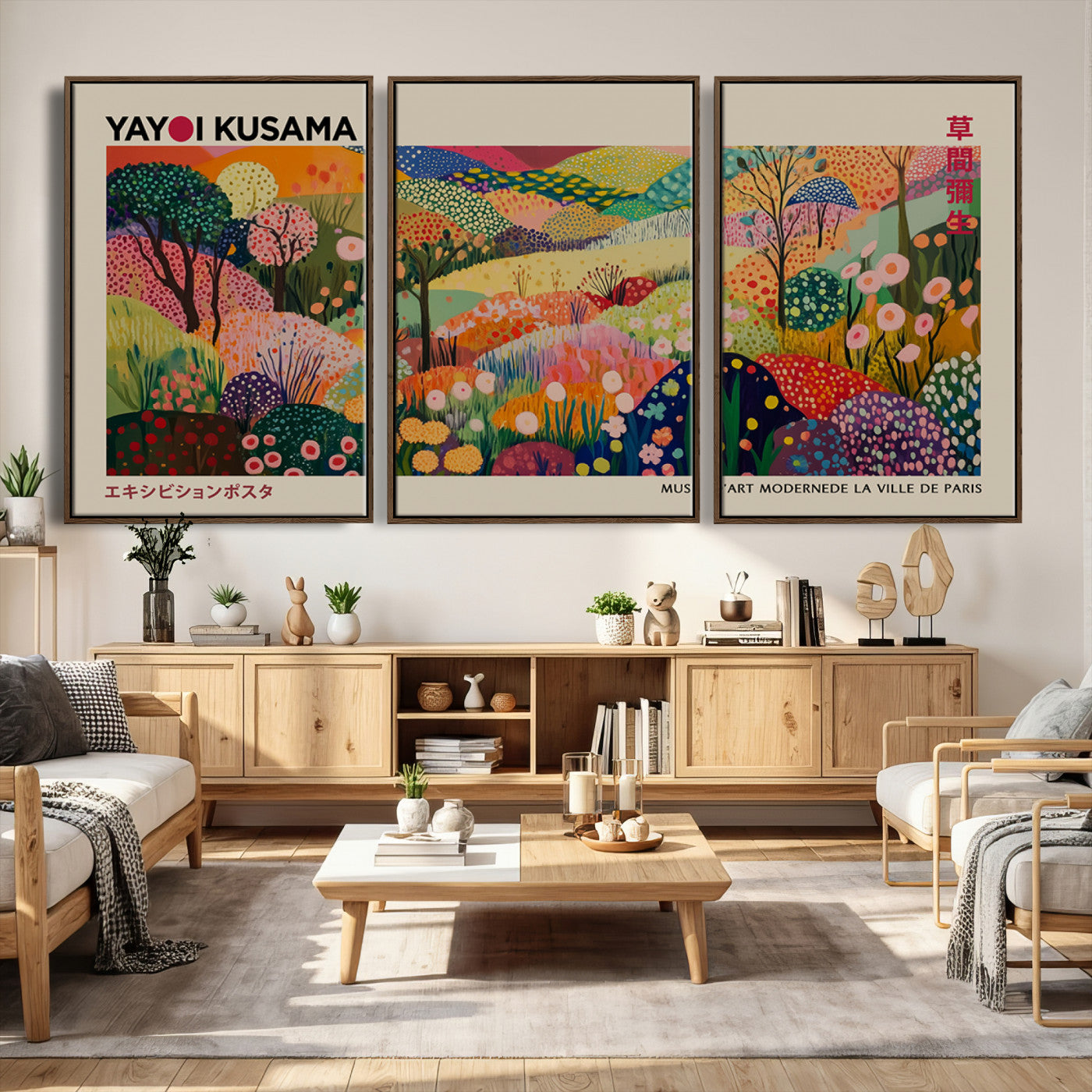 98921-MGV-CV-36X24 - Framed Yayoi Kusama 1986 Wall Art Print – Japanese Wall Art Print, Wabi Sabi Yayoi Kusama Print