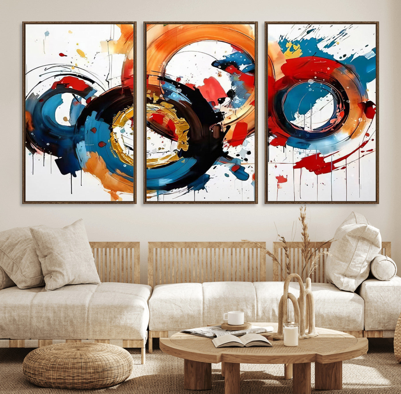 88266-MGV-FC-60X30-3P_Walnut-Abstract Wall Art, Rings Wall Art Canvas Print