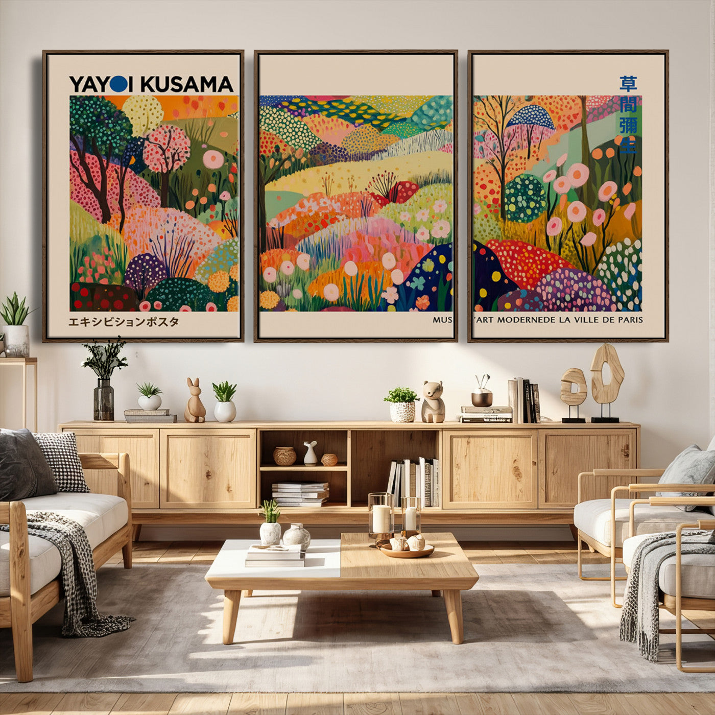 47970-MGV-CV-36X24 - Yayoi Kusama Japanese Art Canvas Print, Abstract Large Yayoi Kusama Framed Print, Japanese Wabi Print