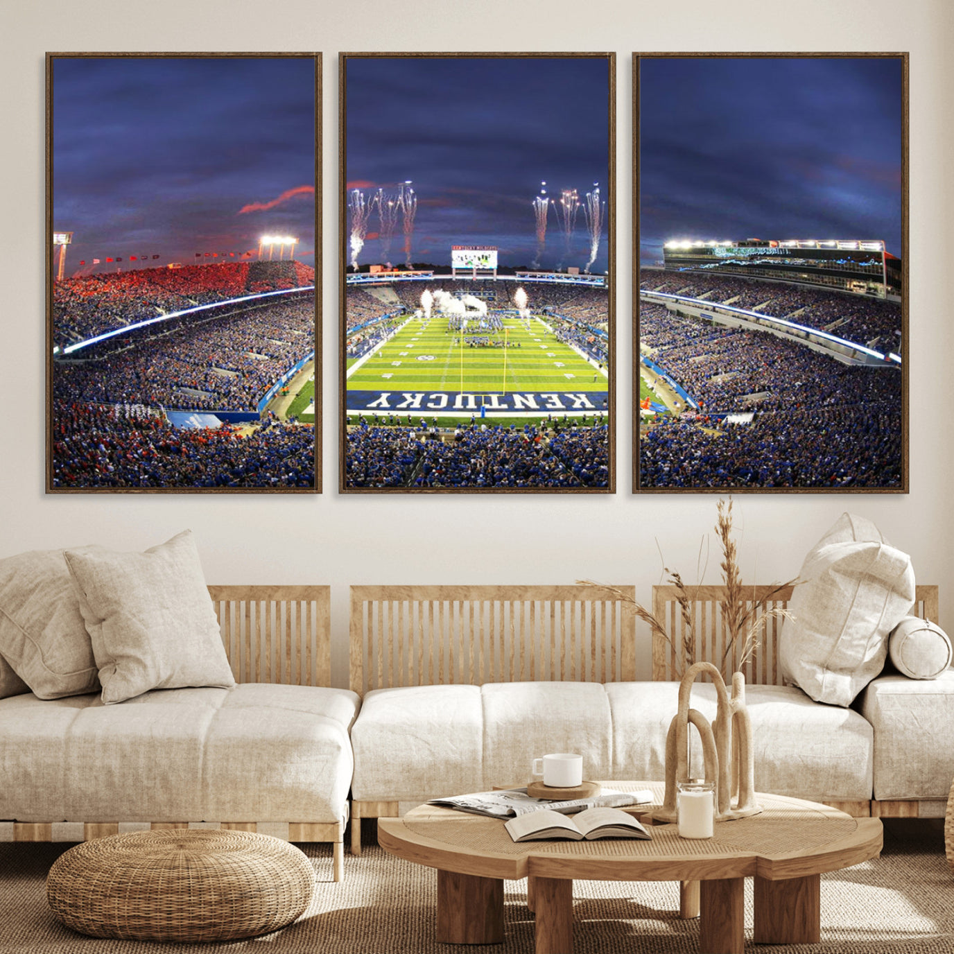 26008-MGV-FC-60X30-3P_Walnut-Kroger Field Canvas Wall Art - Kentucky Stadium Wall Art Print - Sunset Football Stadium Wall Decor