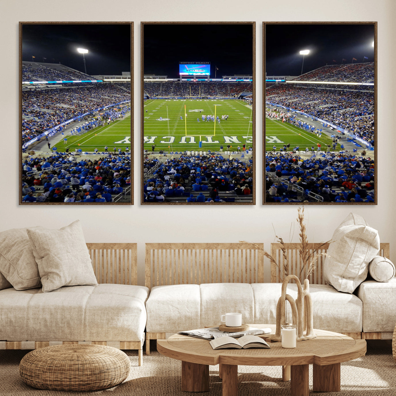 14304-MGV-FC-60X30-3P_Walnut-Kroger Field Canvas Wall Art - Kentucky Stadium Wall Art Print - Sunset Football Stadium Wall Decor