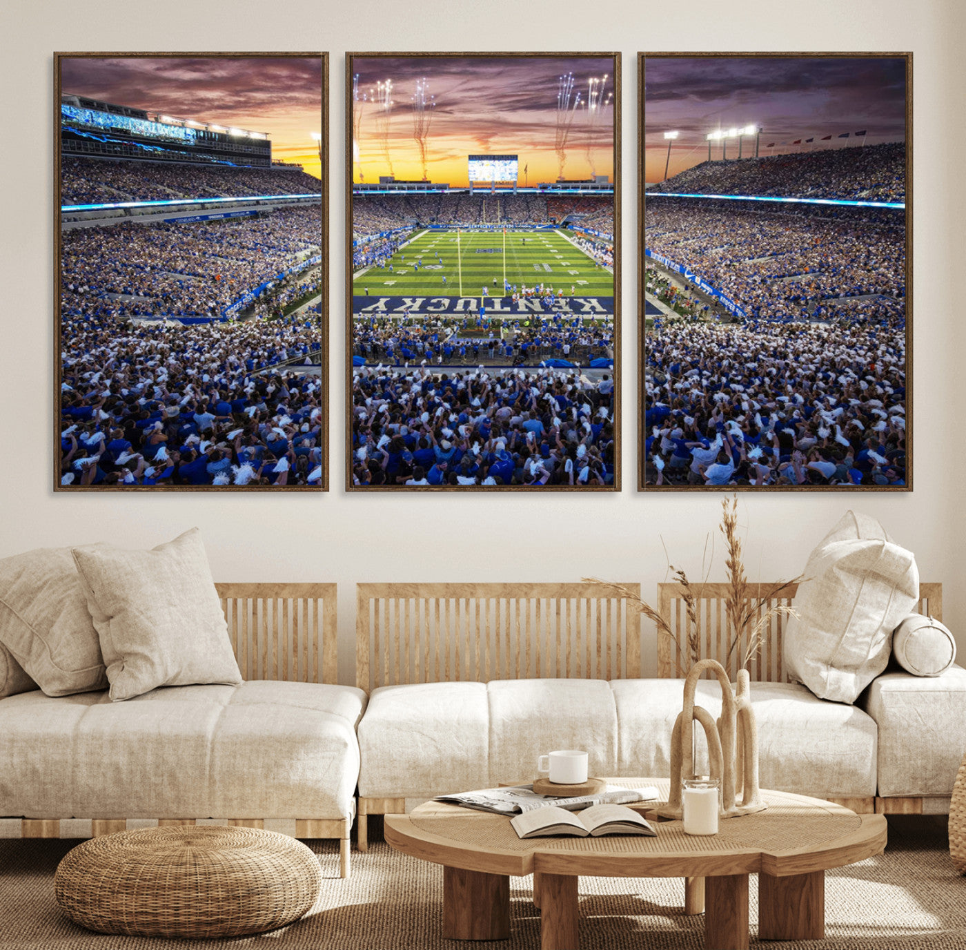 78524-MGV-FC-60X30-3P_Walnut-Kroger Field Wall Art Print - Kentucky Stadium Wall Art Print - Sunset Football Stadium Wall Decor -