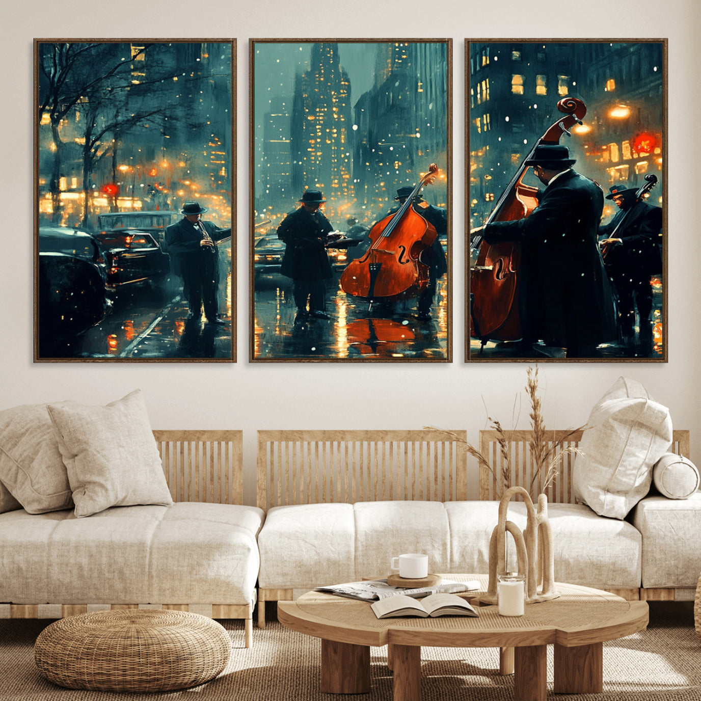 -African American Jazz Art Print - Framed Abstract Music Canvas - Colorful Instrument Poster for