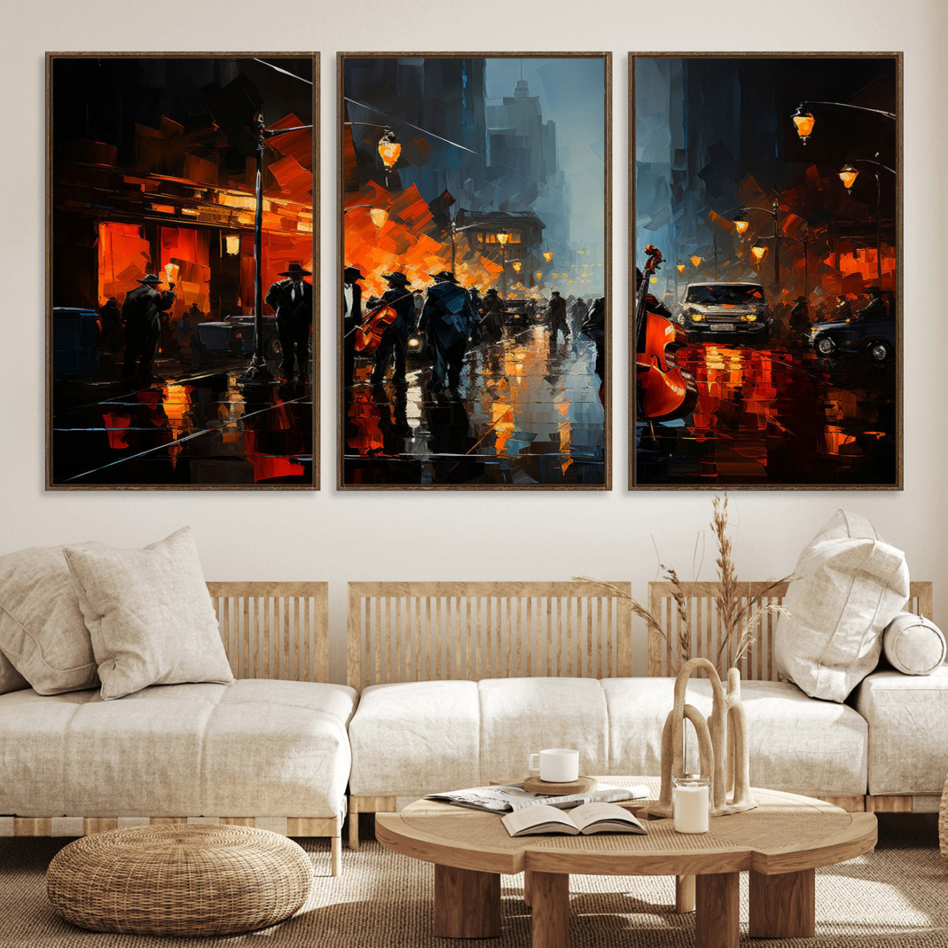 46538-MGV-FC-60X30-3P_Walnut-Winston Porter Jazz Wall Art - African American Music Canvas - Abstract Colorful Music Art - Framed