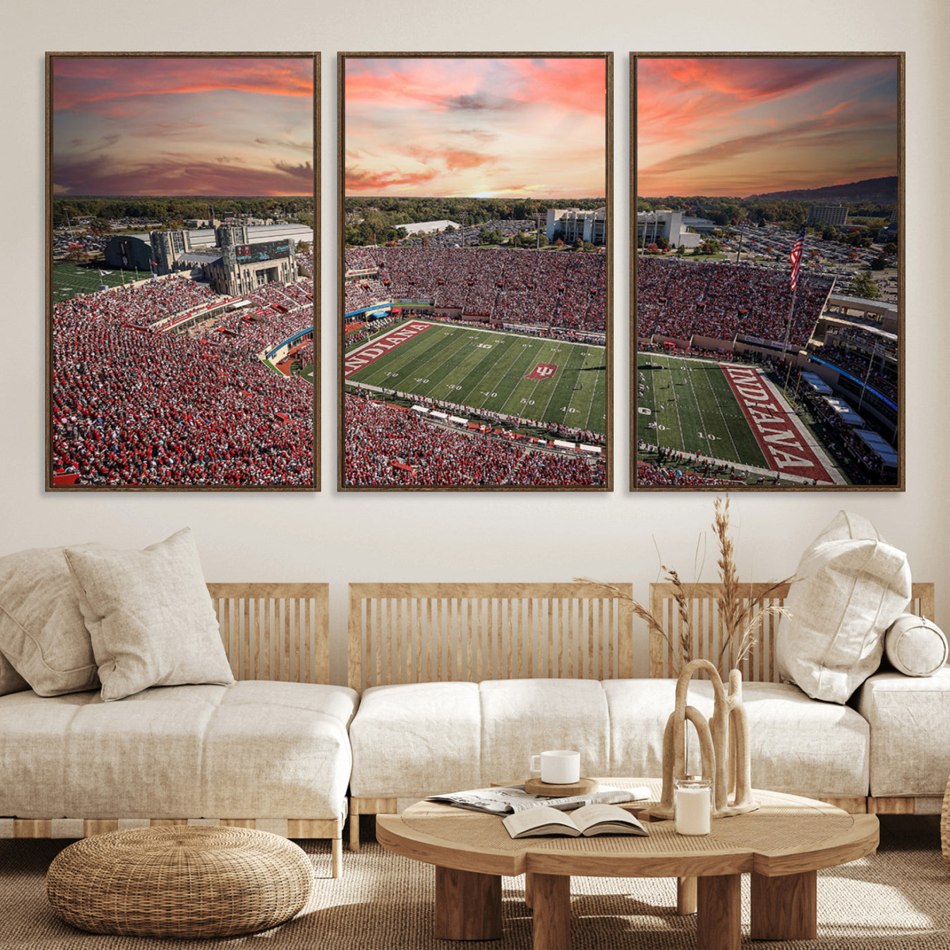 51135-MGV-FC-60X30-3P_Walnut-Indiana Memorial Stadium Wall Art Canvas Print, Framed Studium Canvas Art, Indiana Memorial Stadium