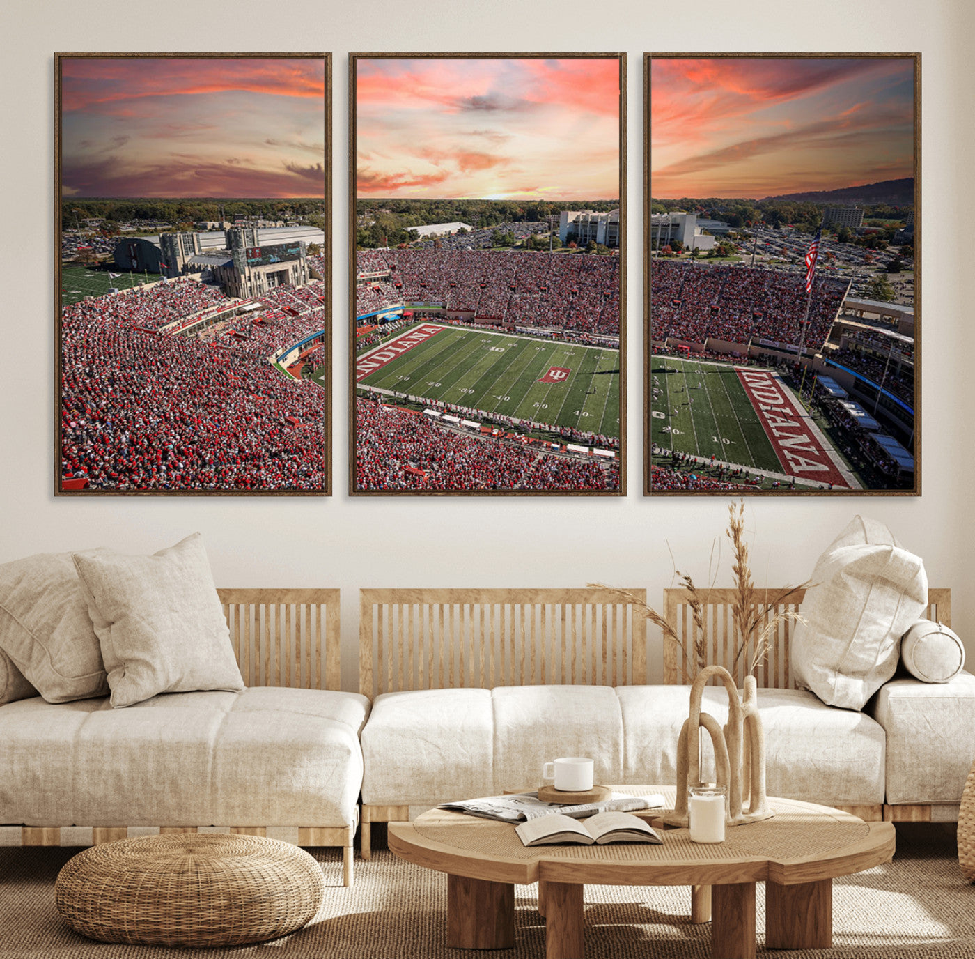 51135-MGV-FC-60X30-3P_Walnut-Indiana Memorial Stadium Wall Art Canvas Print, Framed Studium Canvas Art, Indiana Memorial Stadium