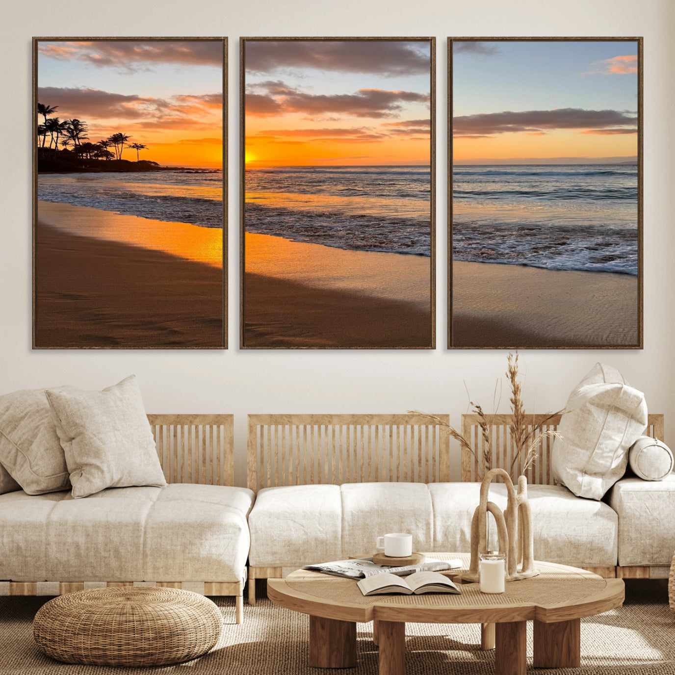 Nadir-MGV-CV-36X24-Sunset Wall Art Print - Stunning Beach Sunset Canvas Artwork for Elegant Home or Office Coastal
